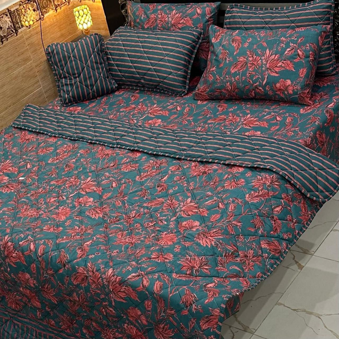 Floral Printed Bedspread Set