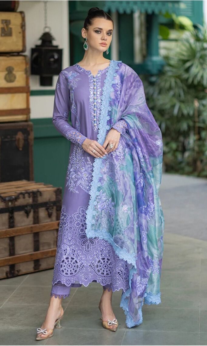 Lavender Embroidered Lawn Suit
