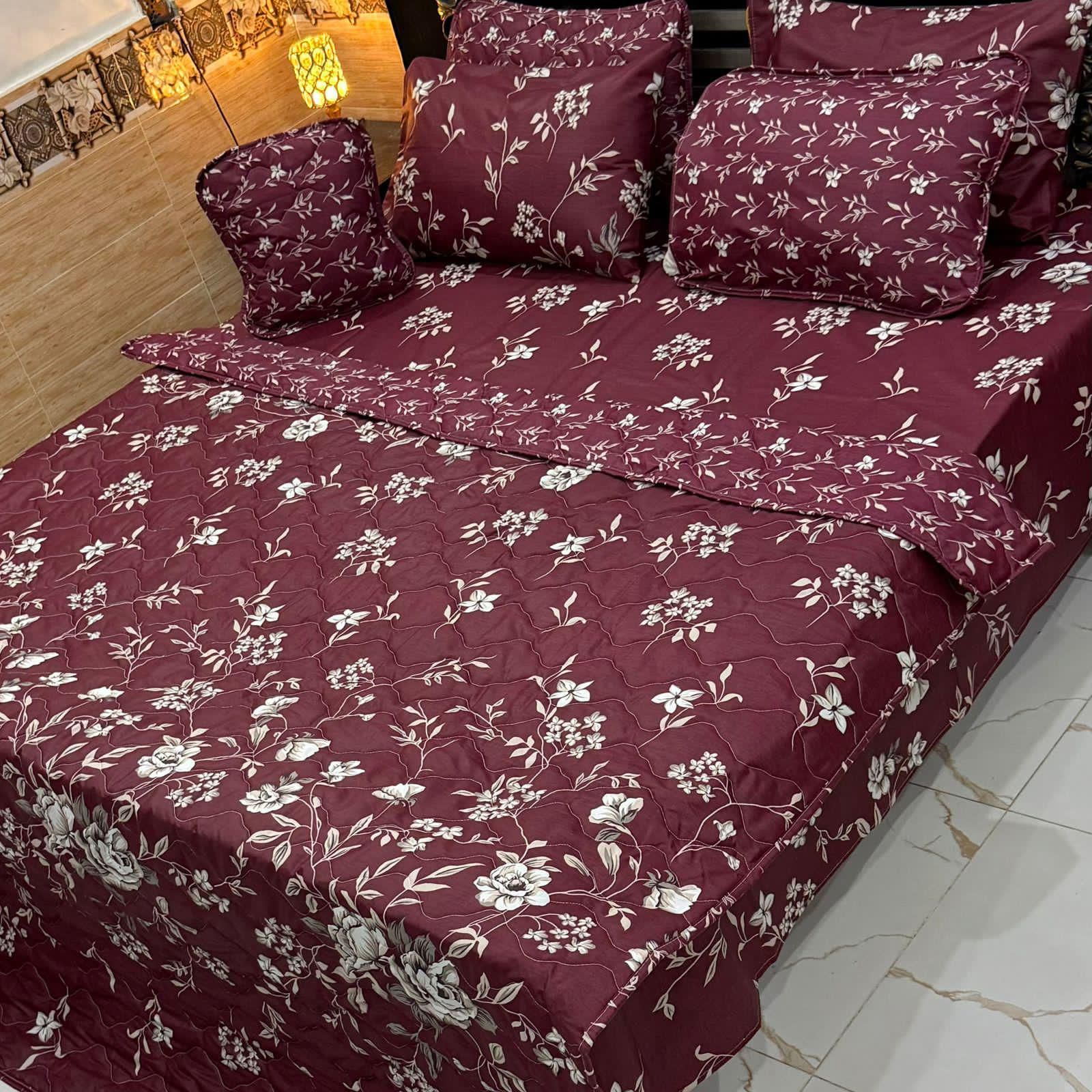 Floral Burgundy King Size Bedding Set