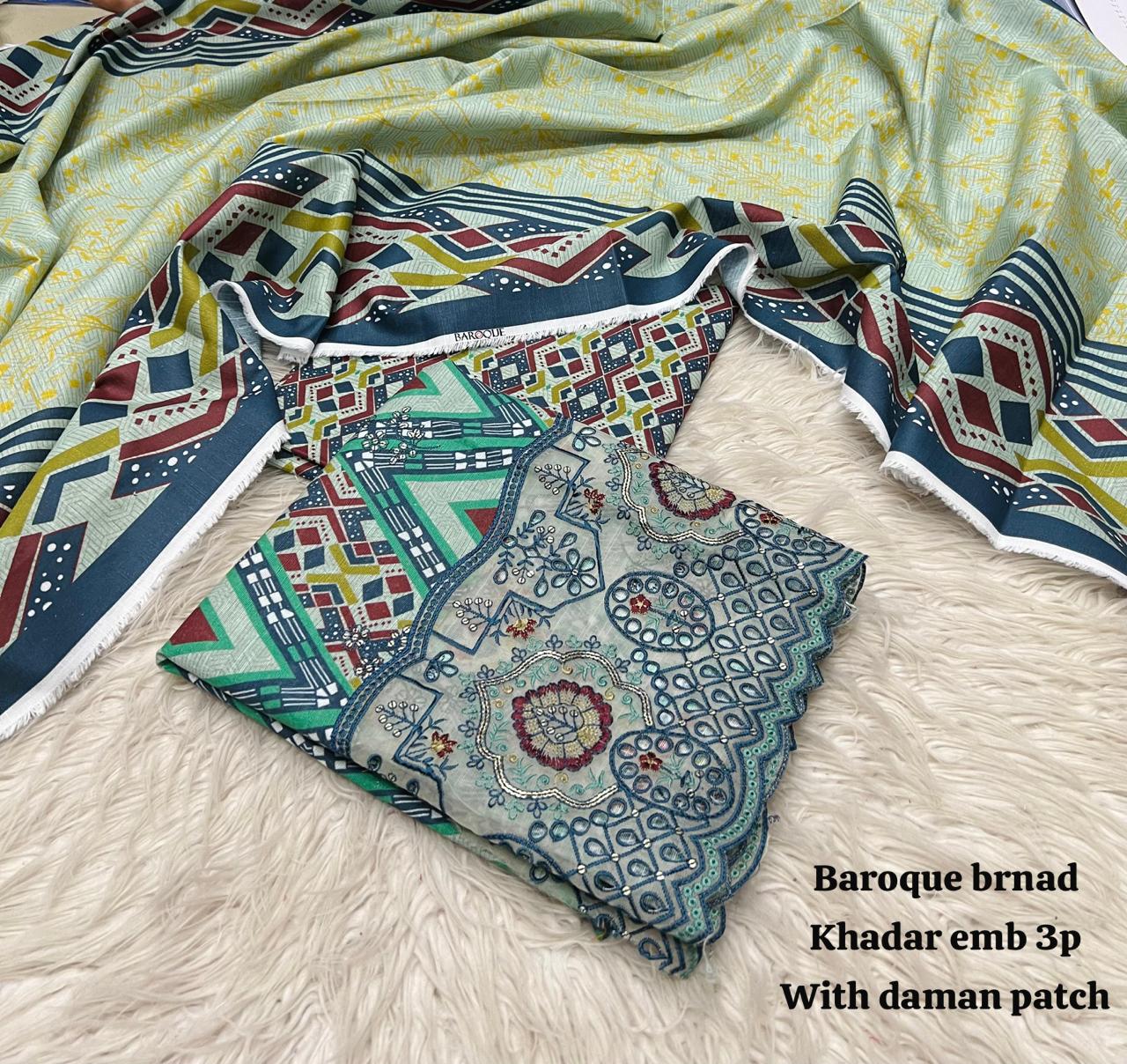 Baroque Brand Khaddar Embroidered 3-Piece