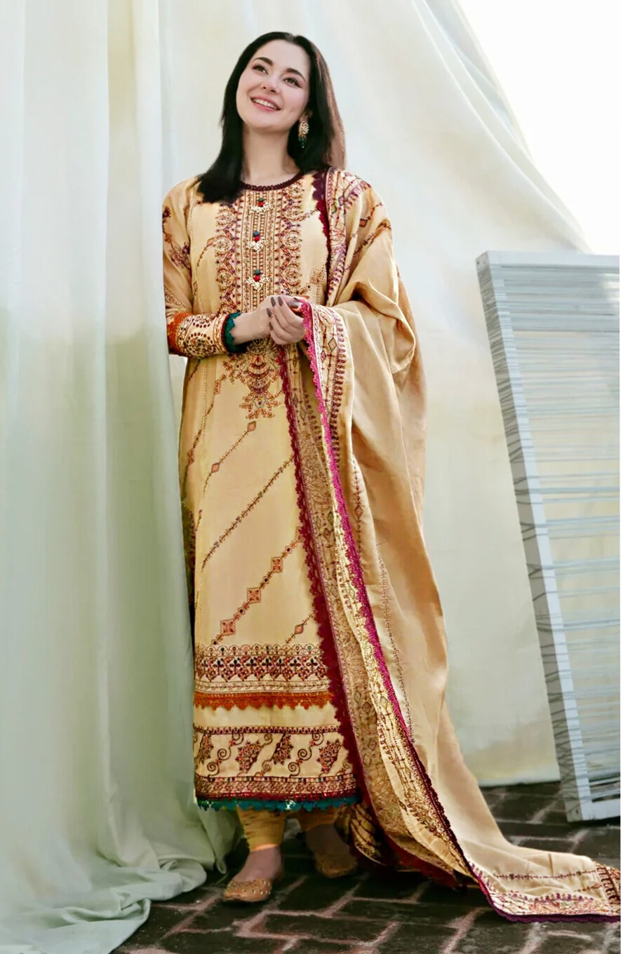 Embroidered Beige Traditional Dress