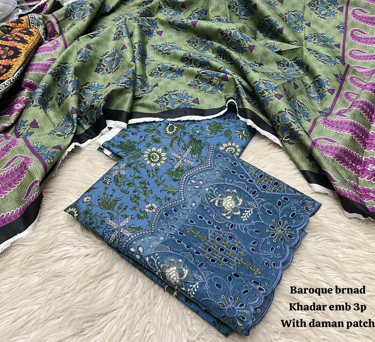 Baroque Brand Khadar Embroidered 3 Piece