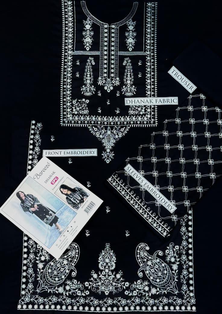 Black Embroidered Dhanak (2PC)
