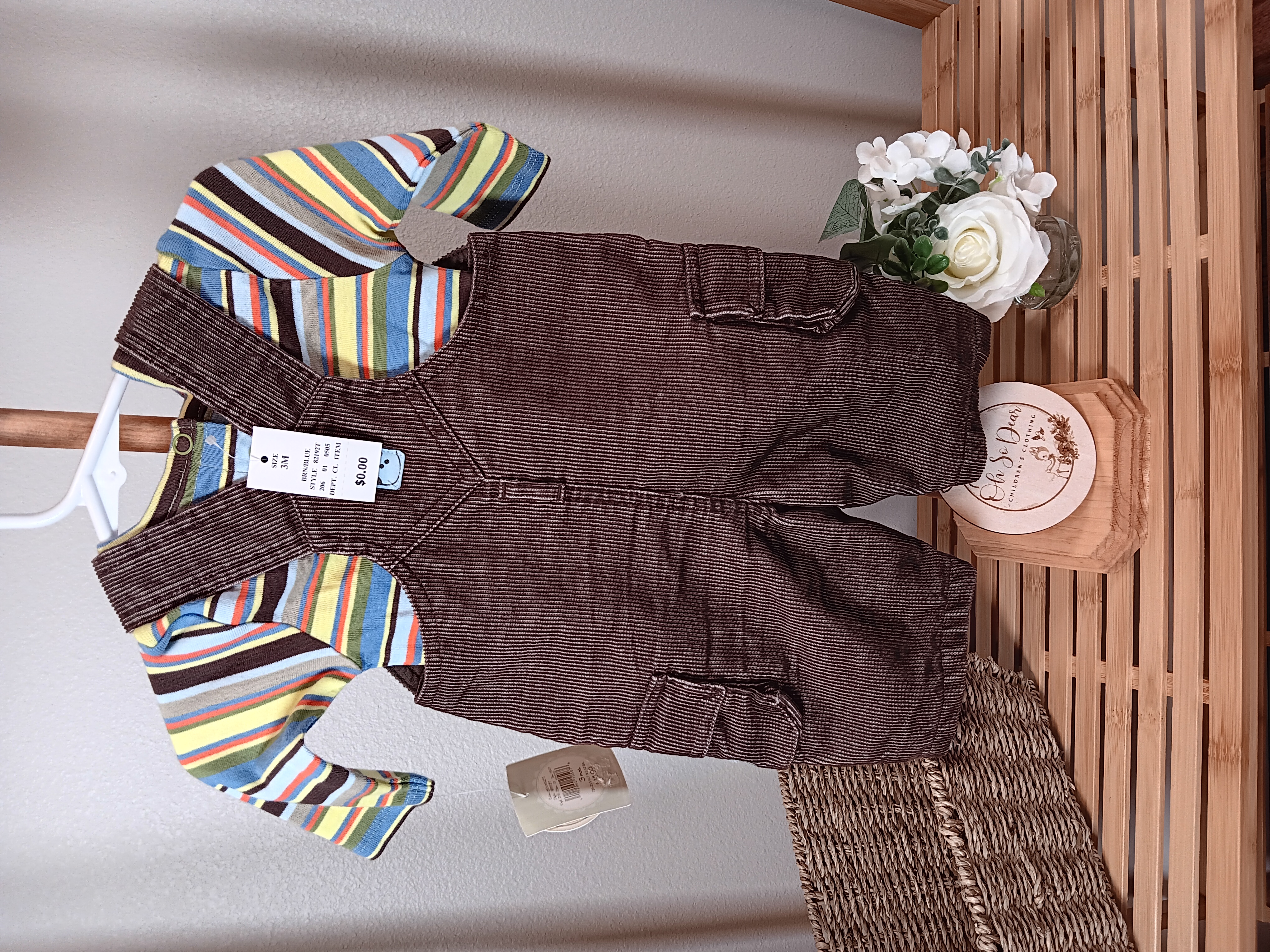 Boys Brown corduroy Lullabye Club Vroom 2 piece set 3 Months 