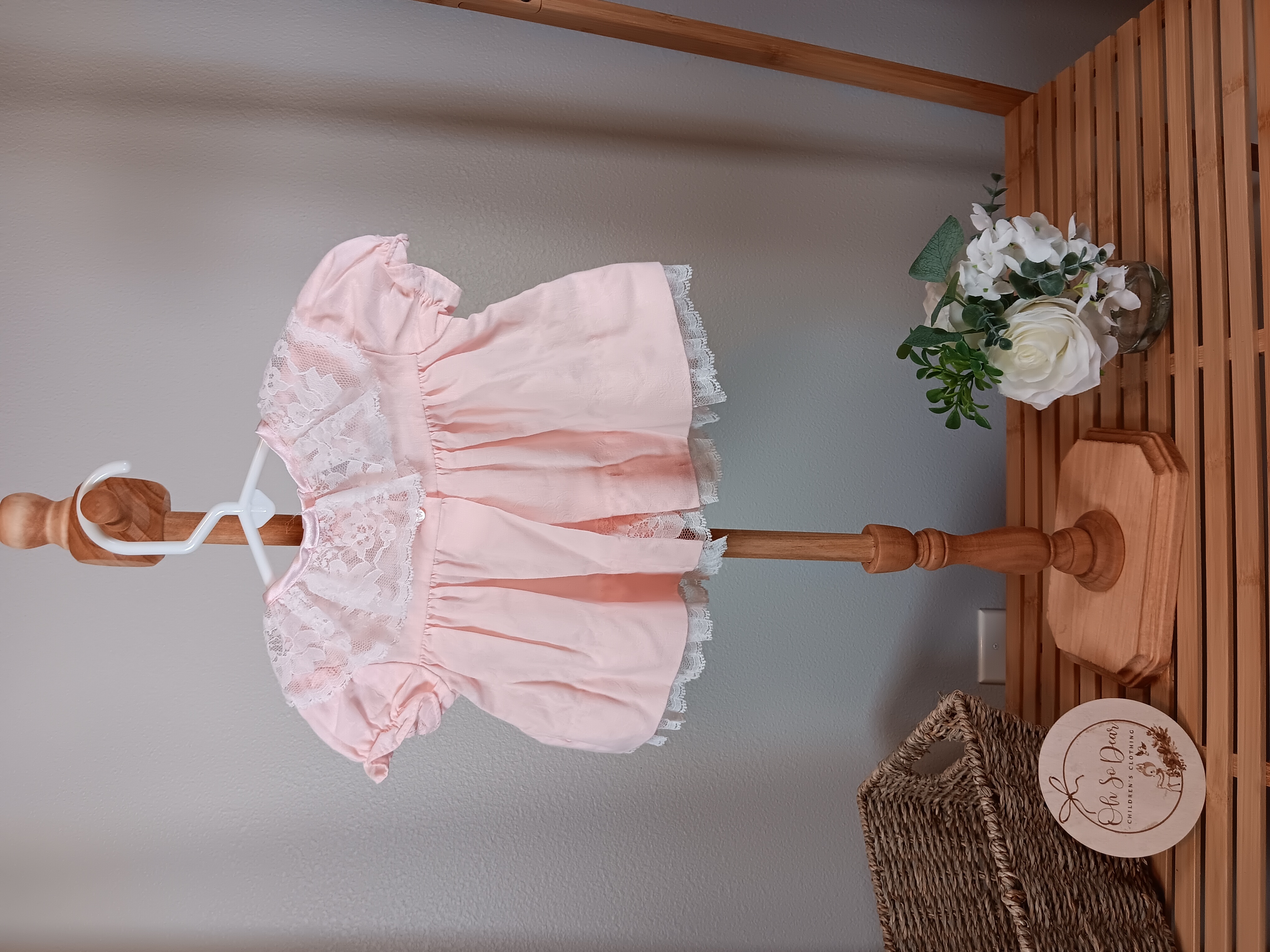 JoLene pink dress with rosebuds size newborn 0 to 6 months 