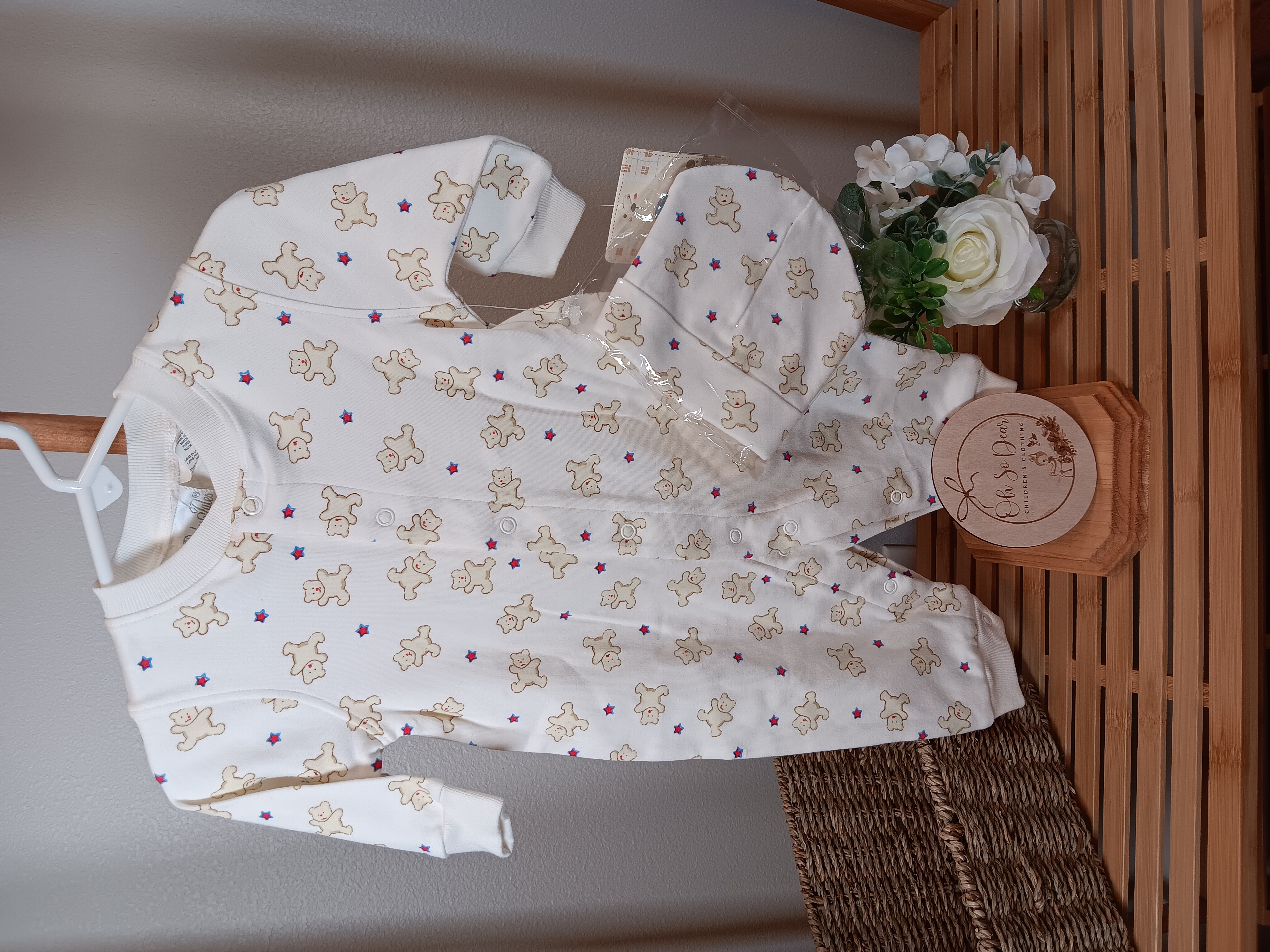 Patriotic Teddy Bears Ivory with hat by Baby Tales 3 months