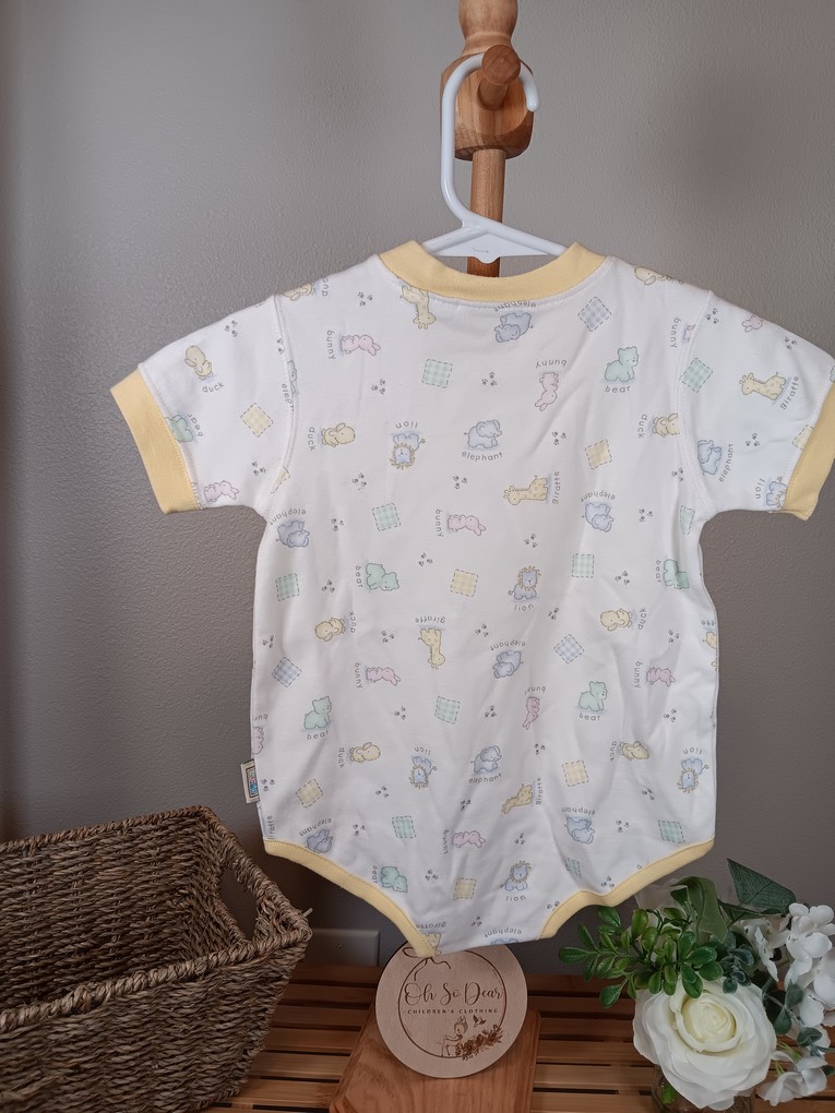 McBaby Onesie Romper Neutral Yellow cuffs 6 to 9 months 