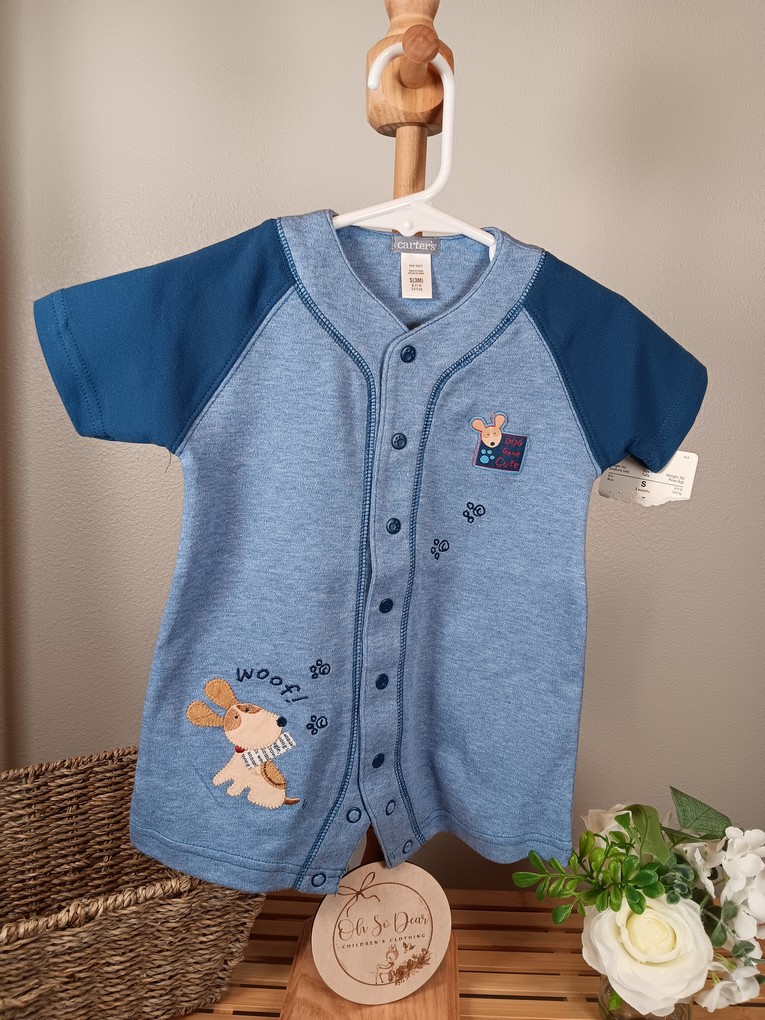 Boys Blue Woof Shortall Romper from Carters size 3 months