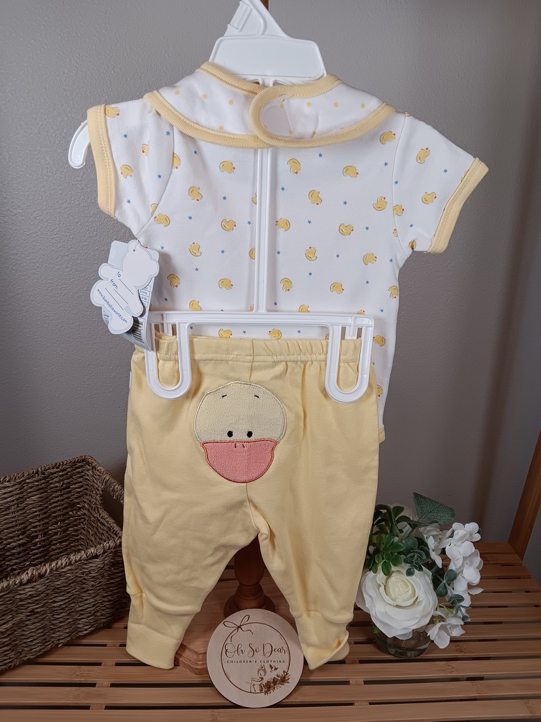 Neutral Bon Bebe 3 piece yellow duck set size 0 to 3 months