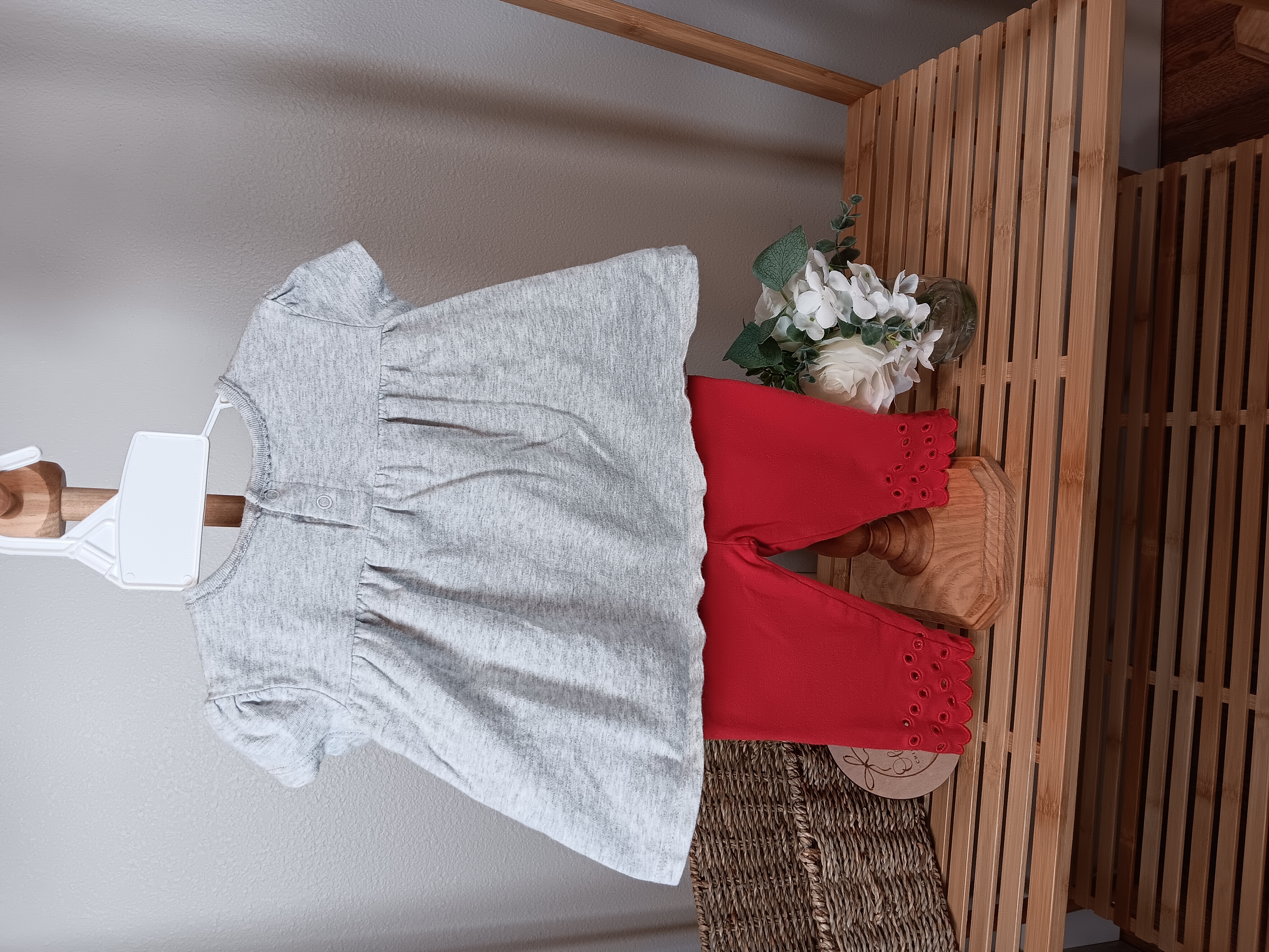 Starting out 2 piece cherry outfit size 18 months light fade on pants 