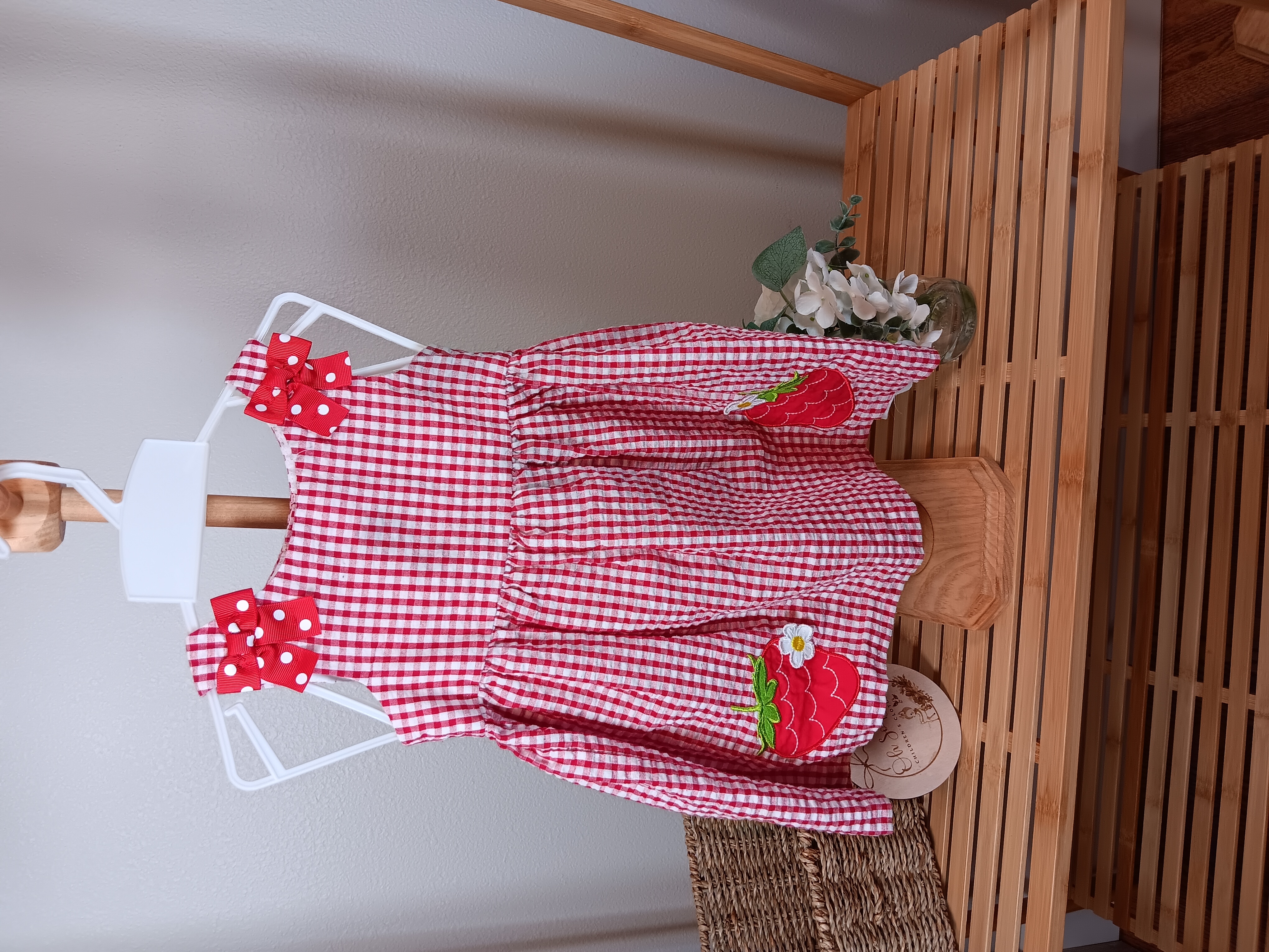 Strawberry Dress with bloomer panties size 18 months by Counting Daisy's 