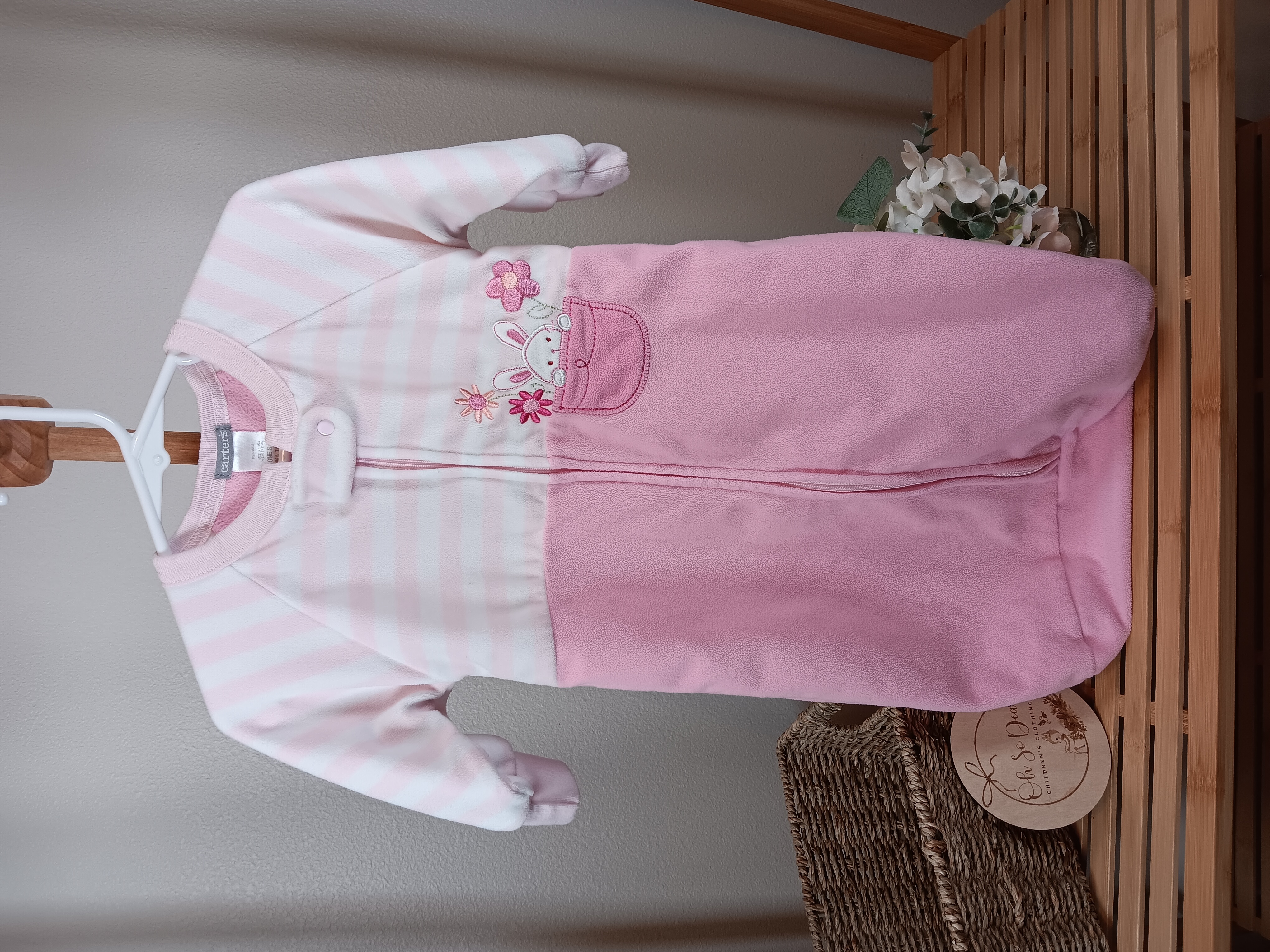 Carters Vintage sleep sack in fleece with Bunny design one size best for 3 to 6 