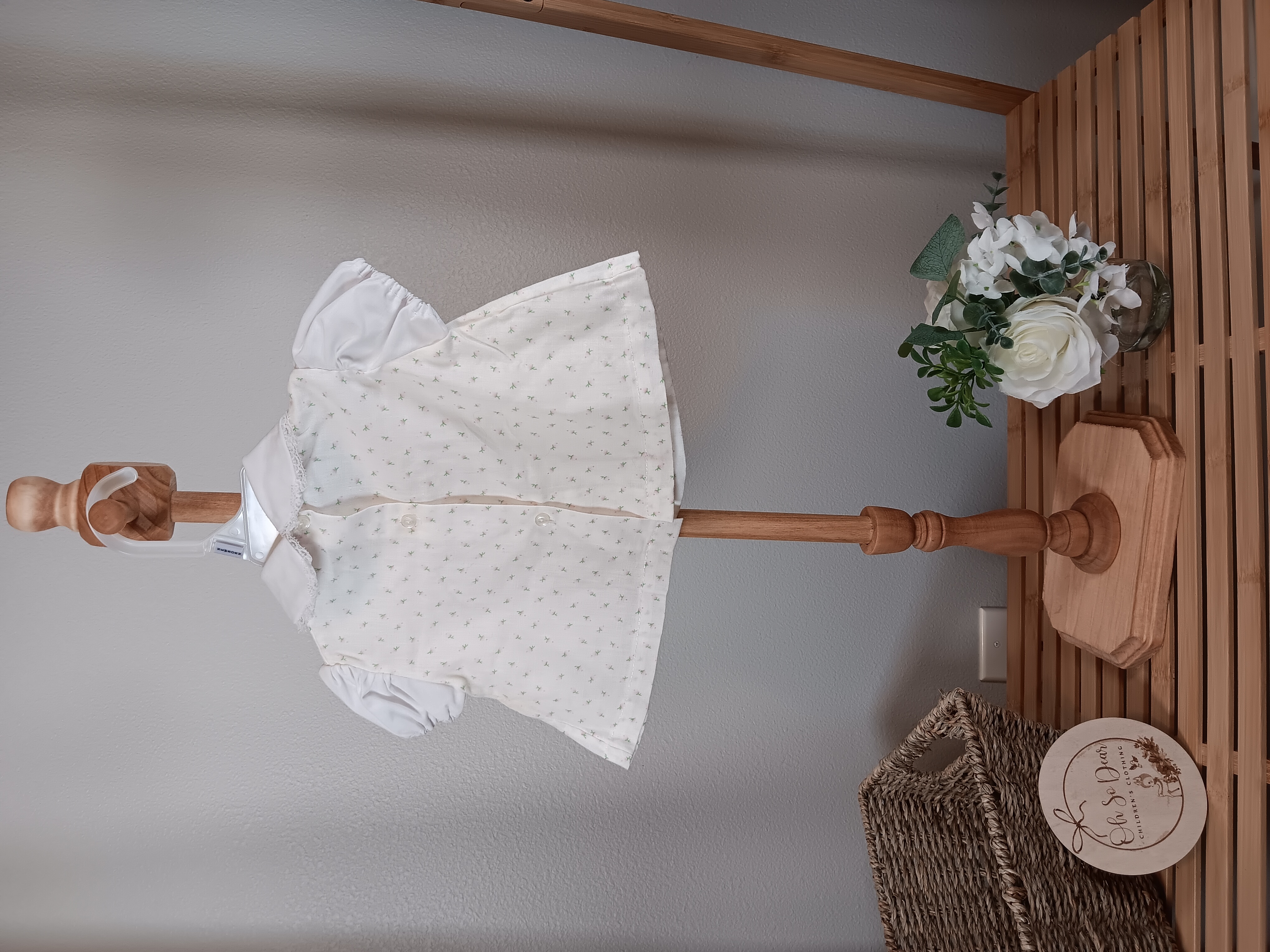 Vintage sweet little rosebud dress with chick embroidery on front size 0 to 6 months 