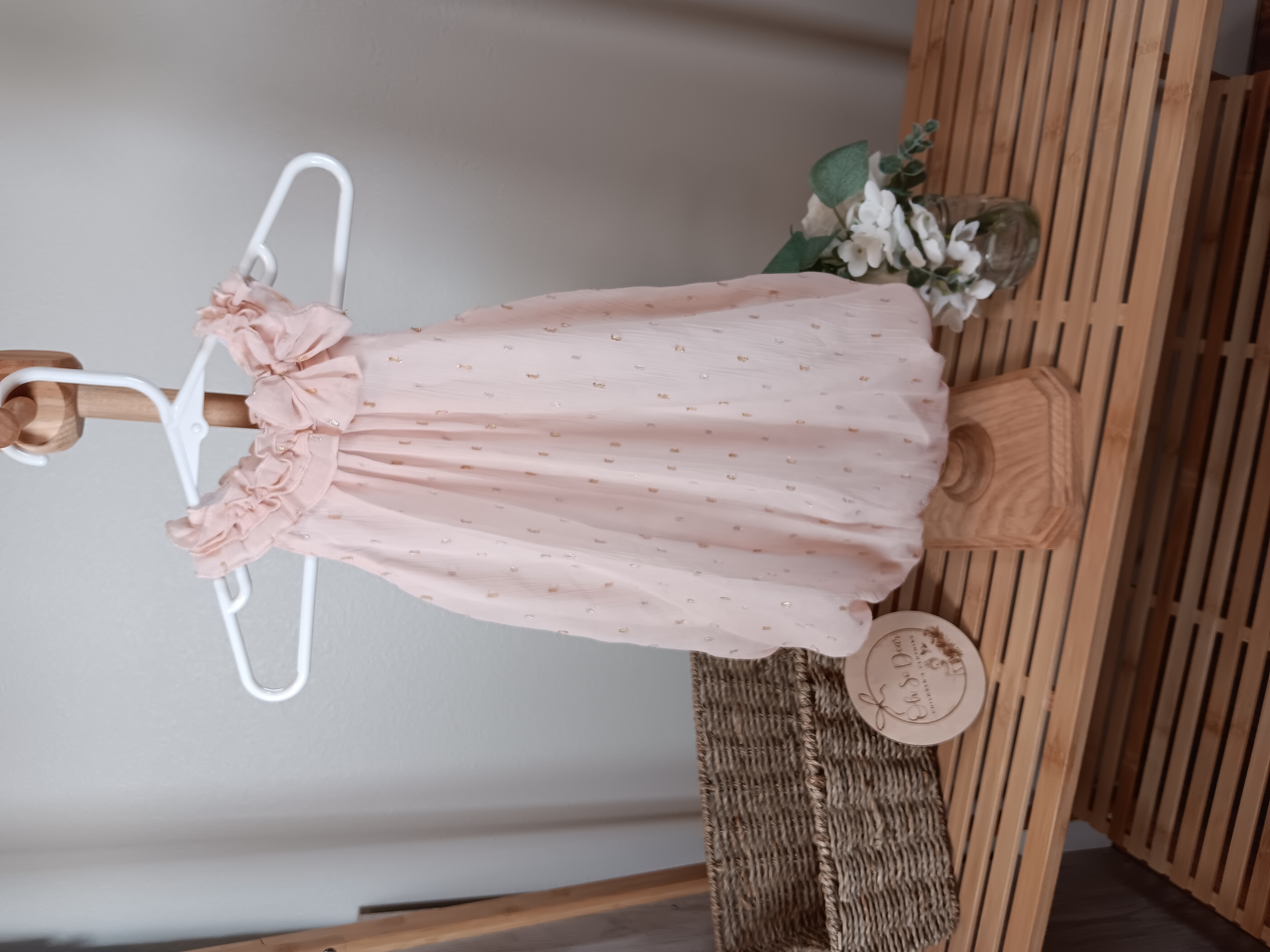 Sweet Bubble Romper Peachy pink with gold dots From Baby essentials 18 months