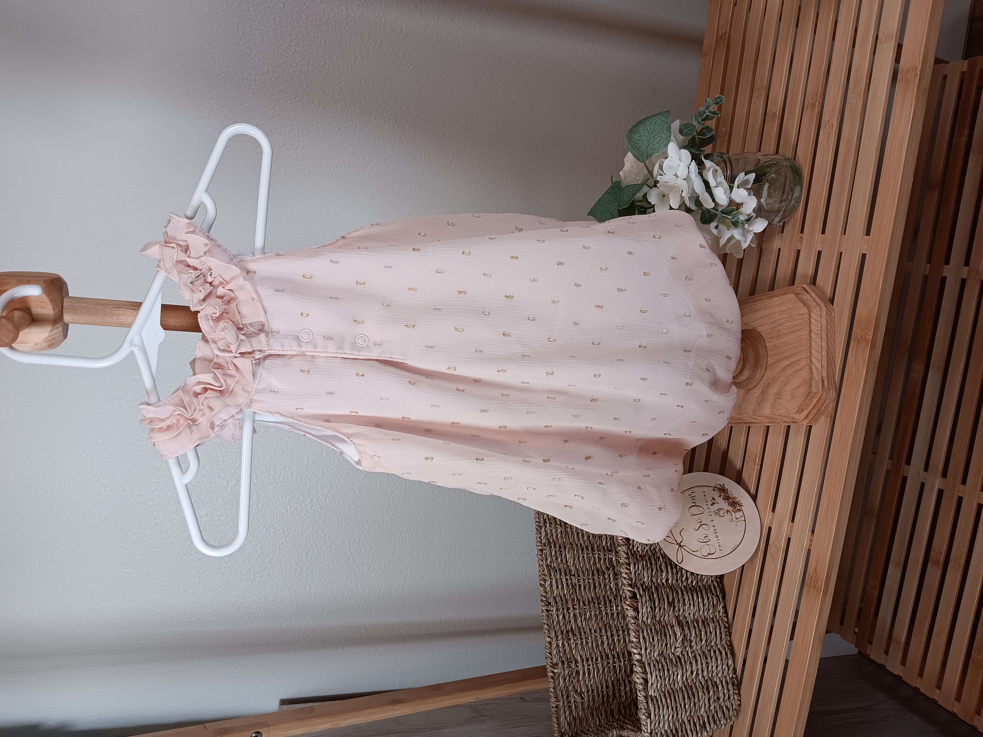 Sweet Bubble Romper Peachy pink with gold dots From Baby essentials 18 months