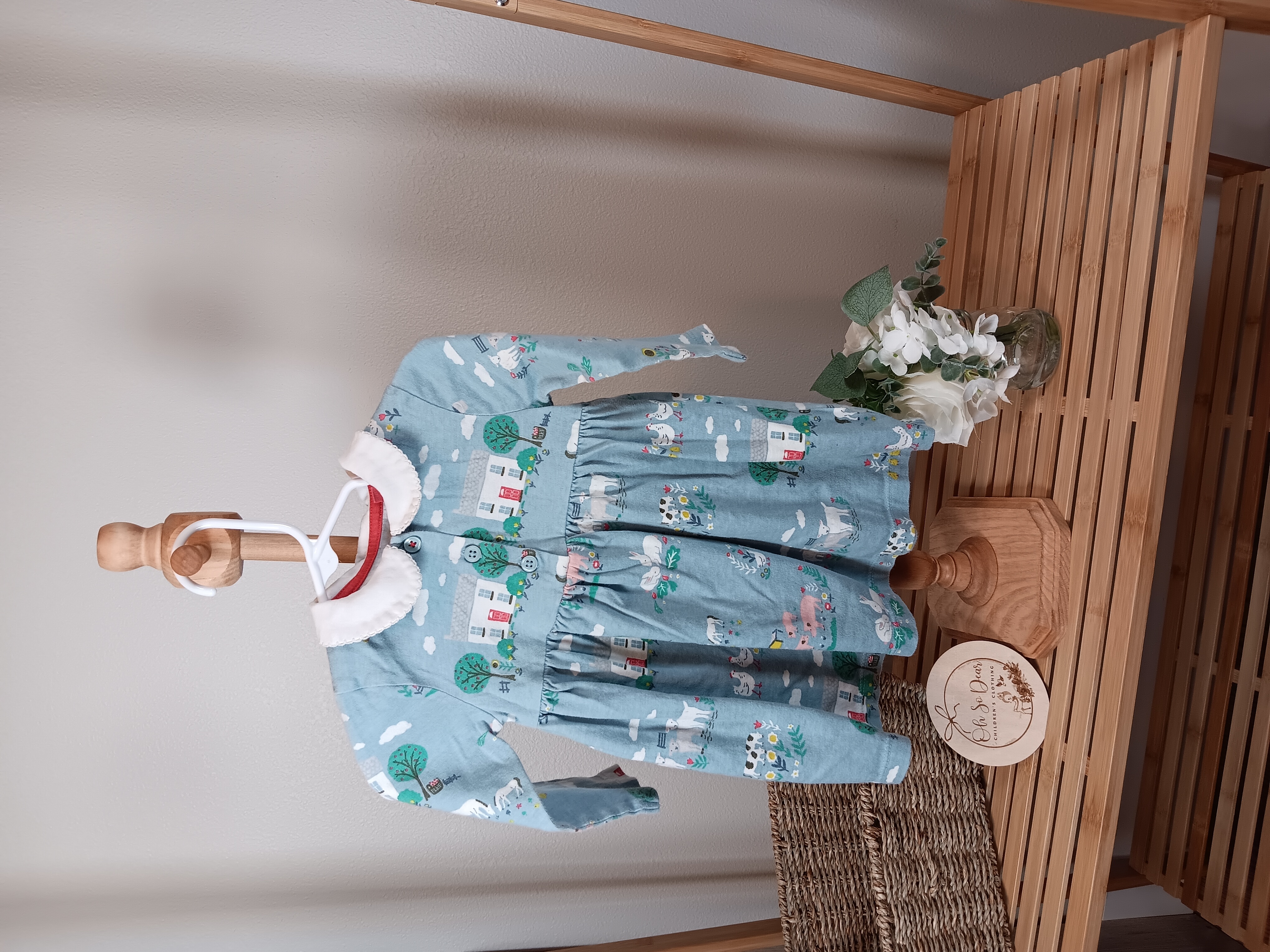 Baby Boden size 6 to 12 months Farm design dress