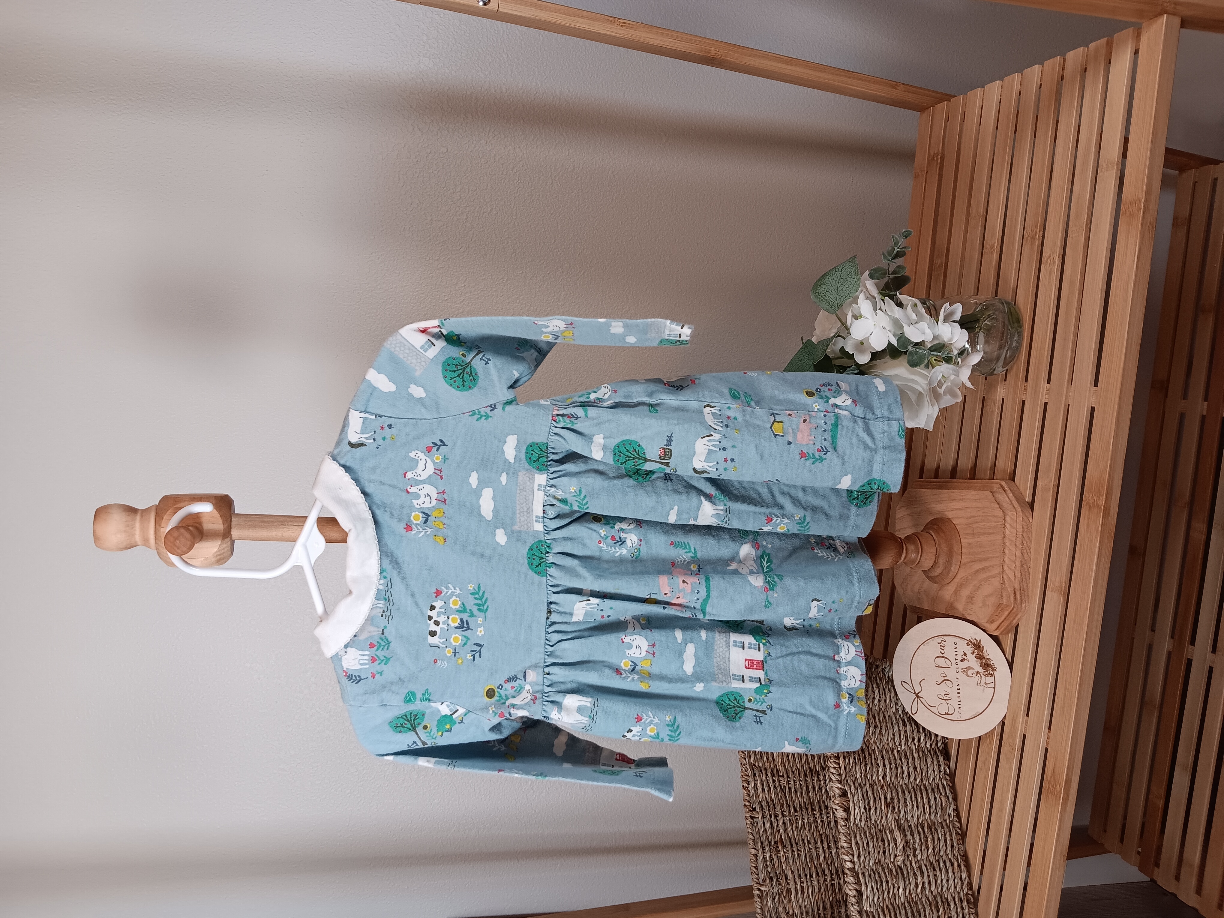 Baby Boden size 6 to 12 months Farm design dress