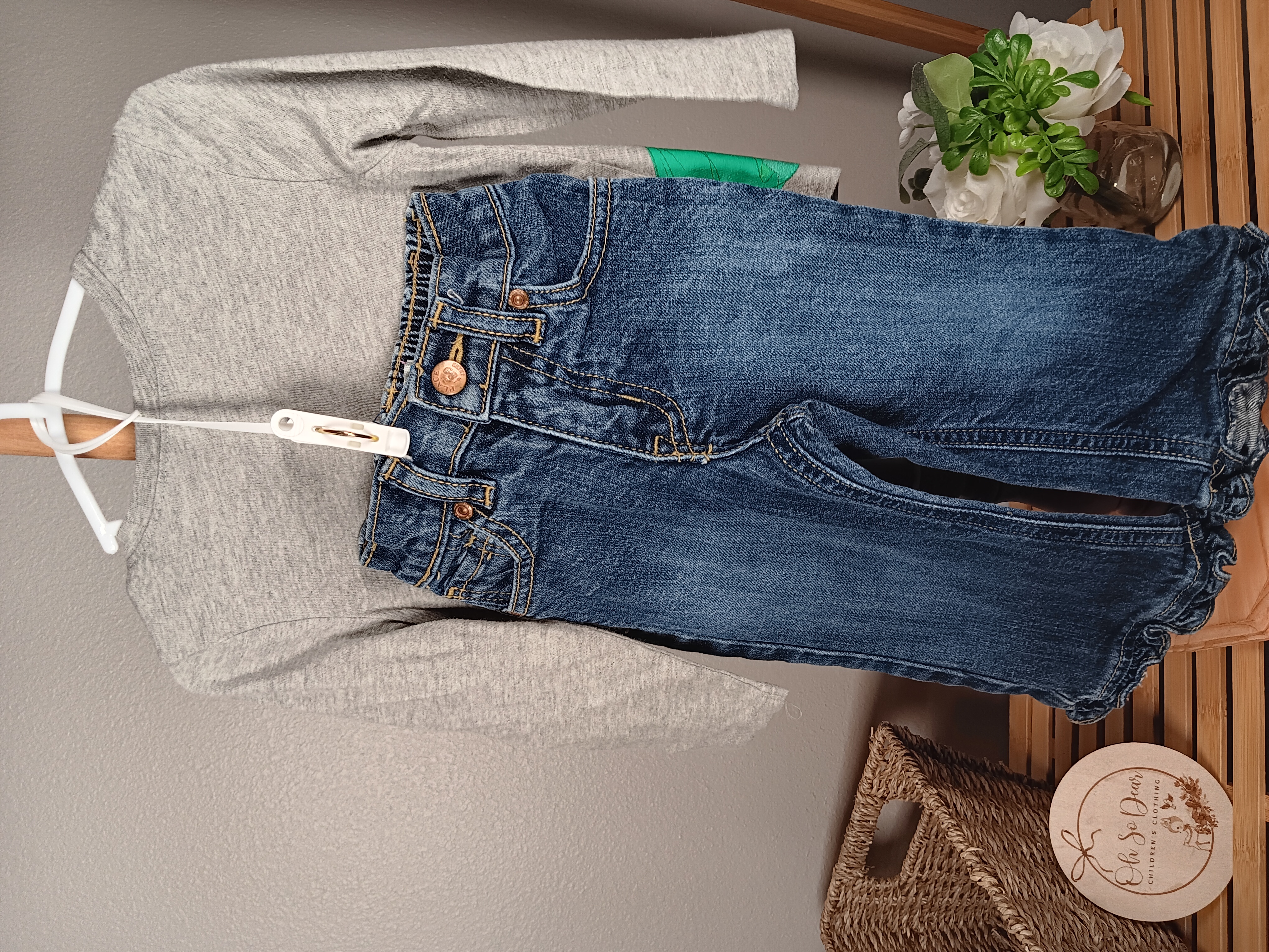 Disney Princess Long Sleeve Shirt and Jeans Set, shirt by Disney 18 to 24 months Ruffles Jeans by Children's Place size 18 months