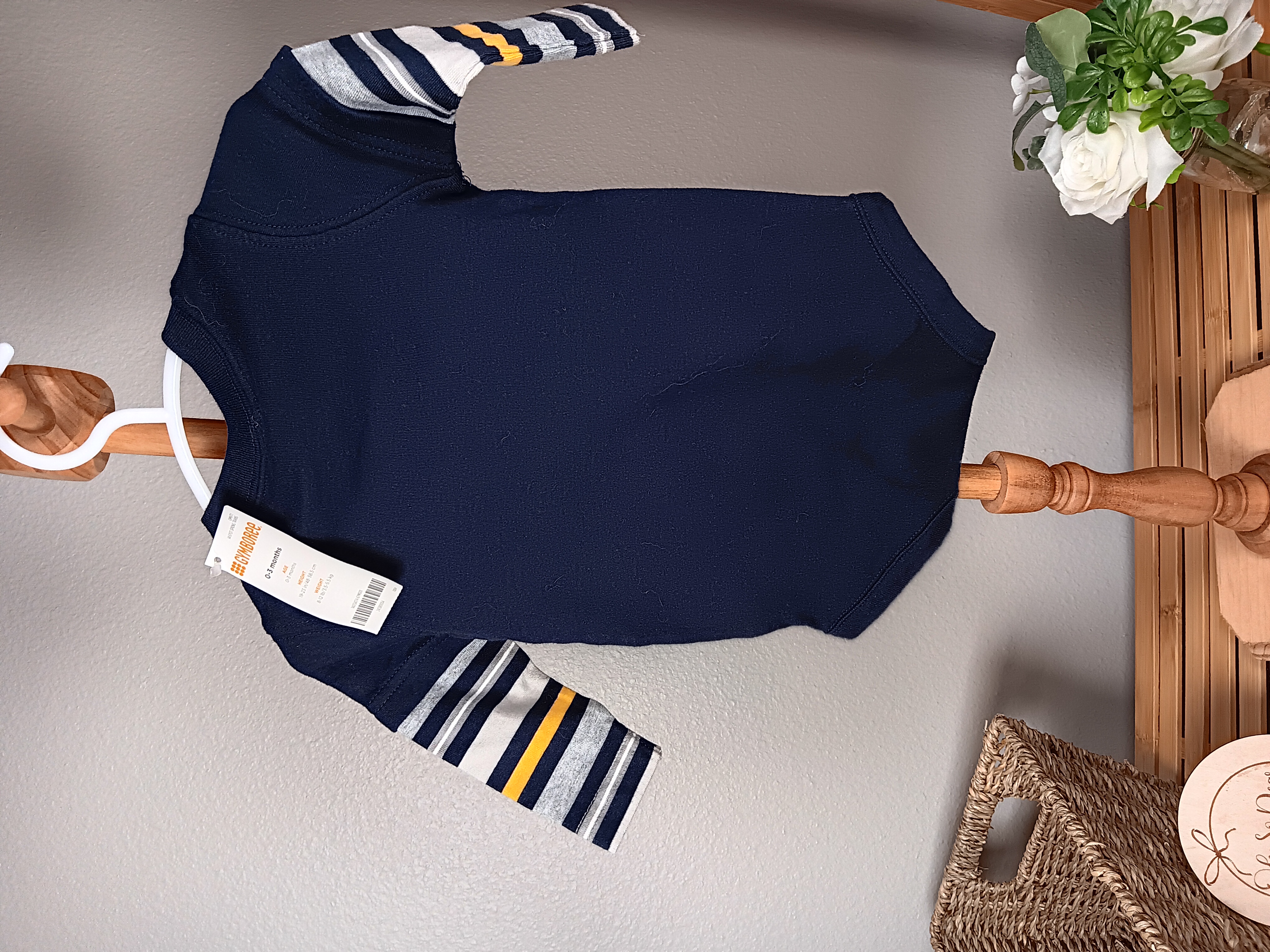 Gymboree Baby Elephant Bodysuit NWT size 0 to 3 months 2 available Navy blue bodysuit with charming elephant design