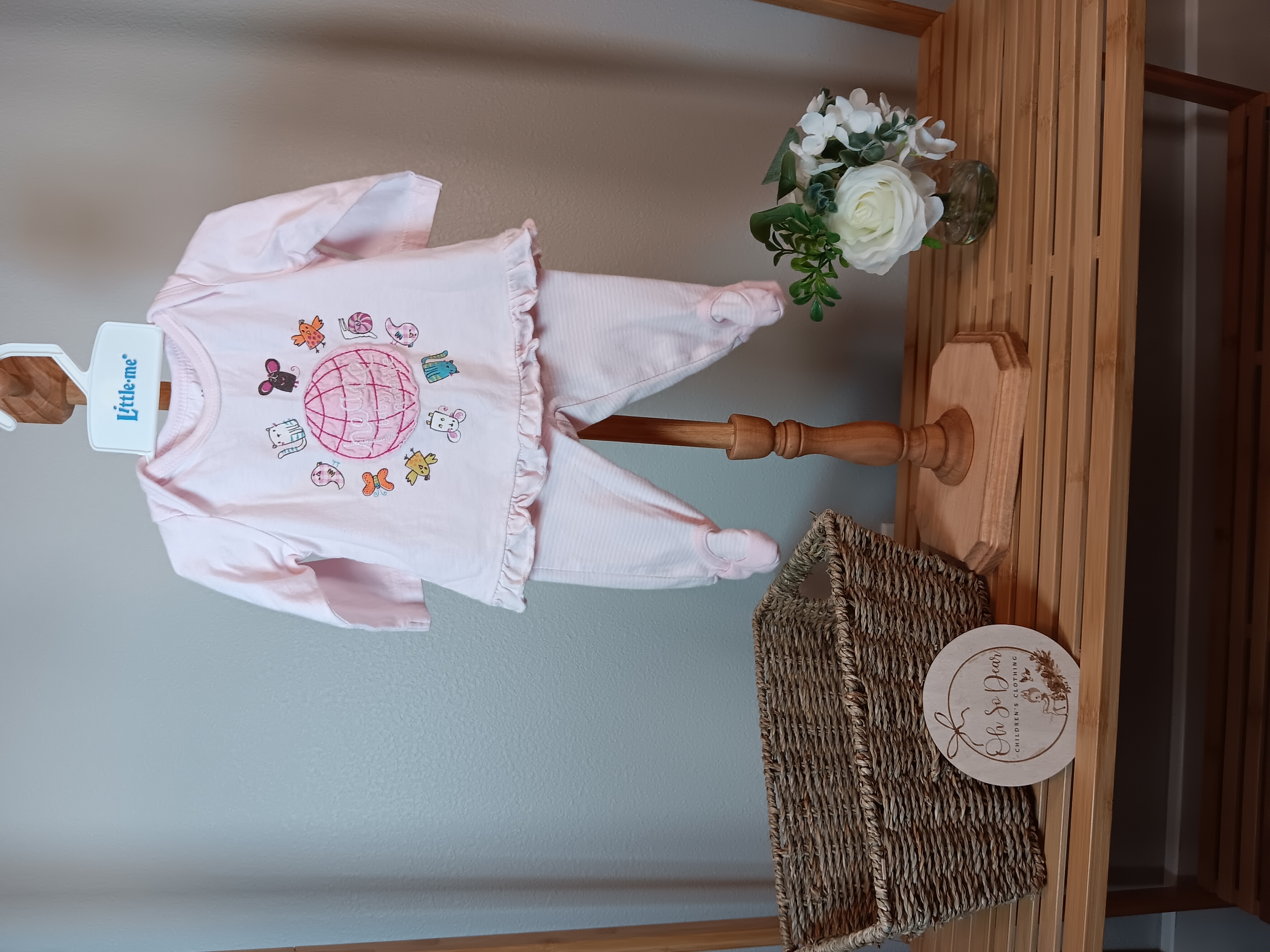 Naartjie baby shirt 0 to 3 months with Carters newborn size striped footed pants 