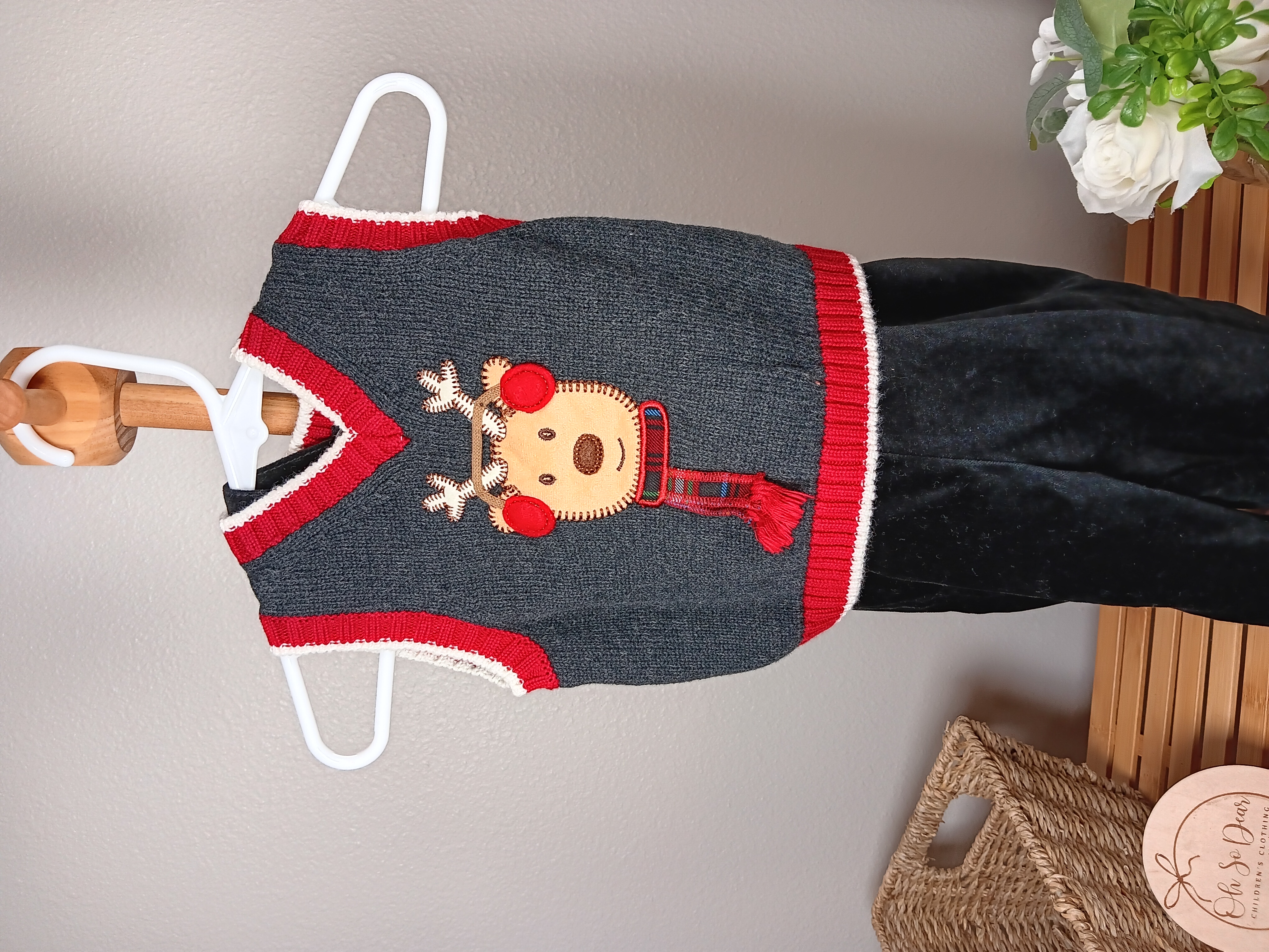 Baby Reindeer Sweater Vest Outfit Festive children's clothing set with playful design size 3 to 6 months from Children's Place