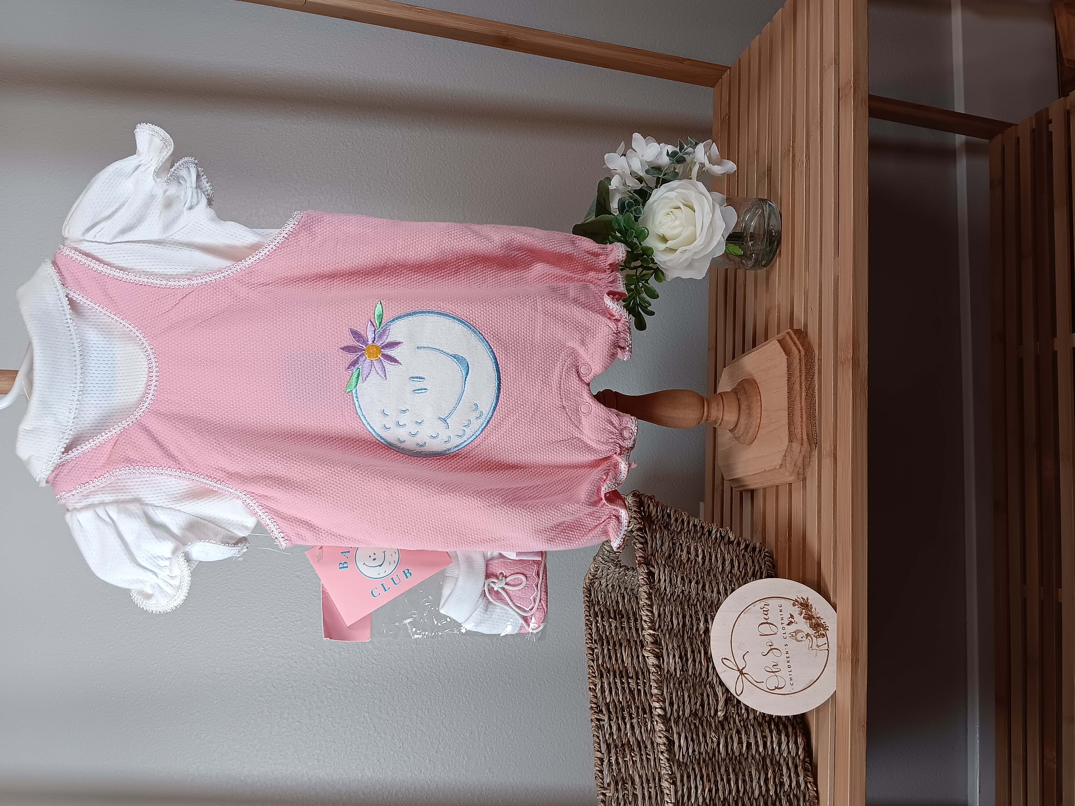 Baby Golf brand NWT set of Overalls Romper, Shirt and lace up look Booties size 3 to 6 months looks bigger