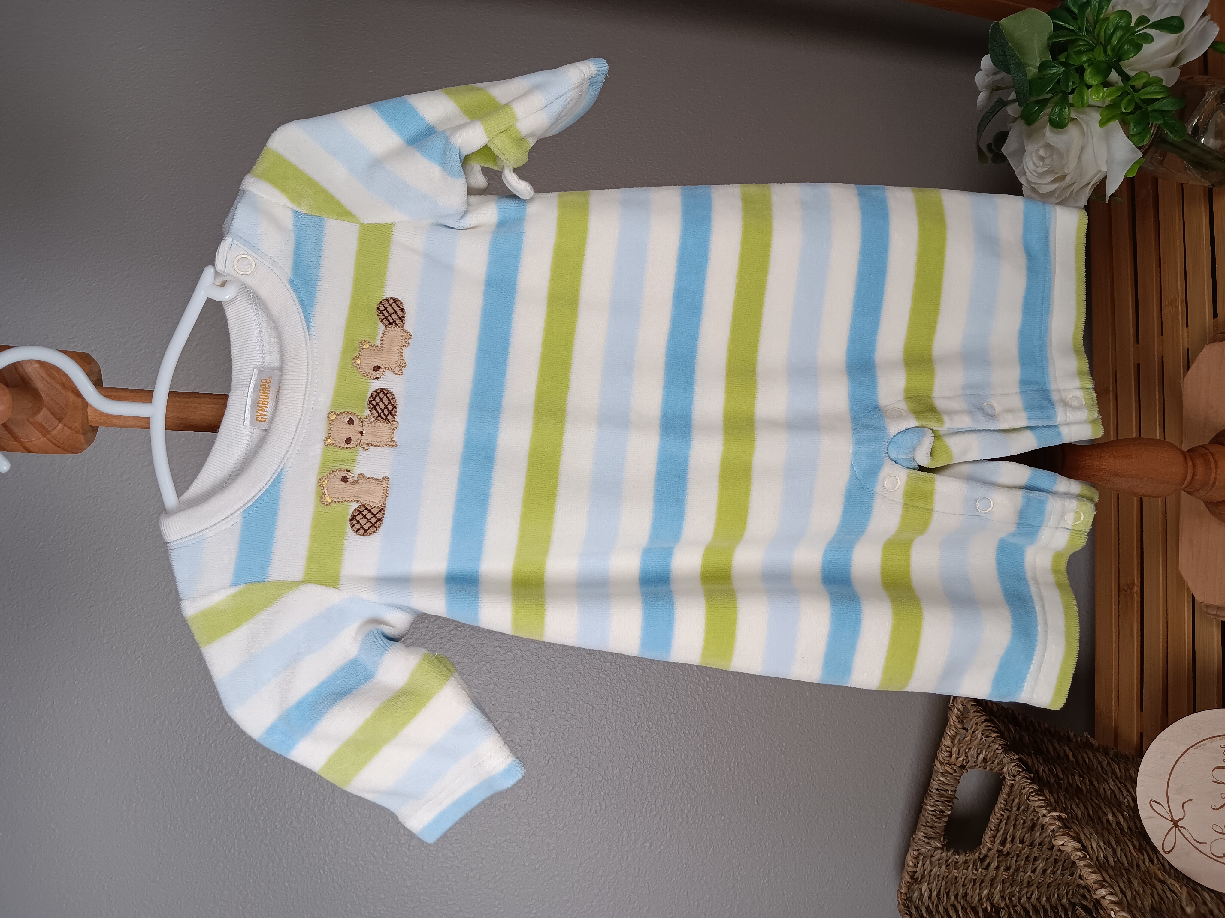 Baby Velour Striped Romper by Gymboree up to 7lbs VGUC