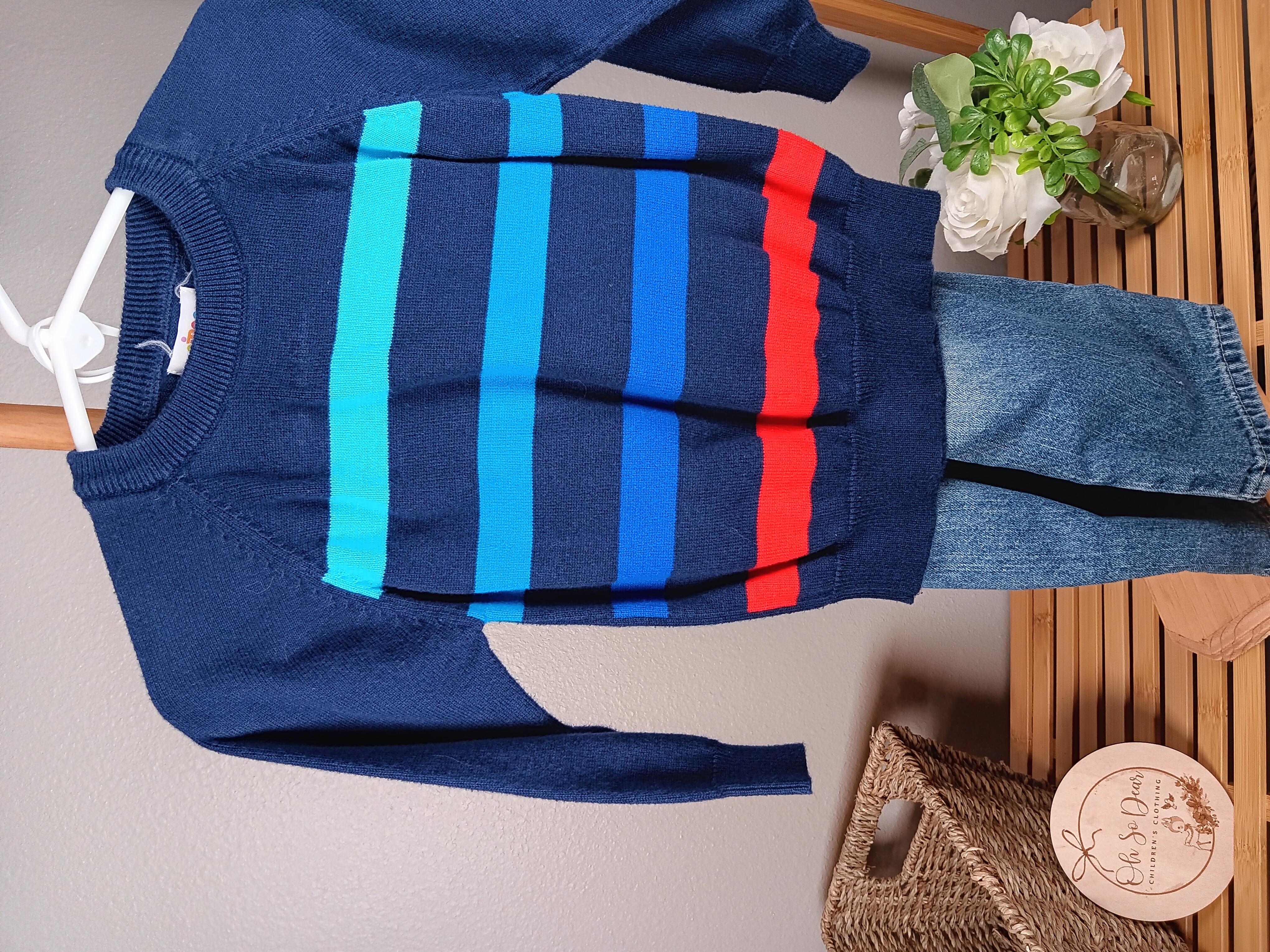 Children's Striped Sweater, Cozy and colorful knitwear for kids with Jeans size 18 months Circo and Genuine Kids