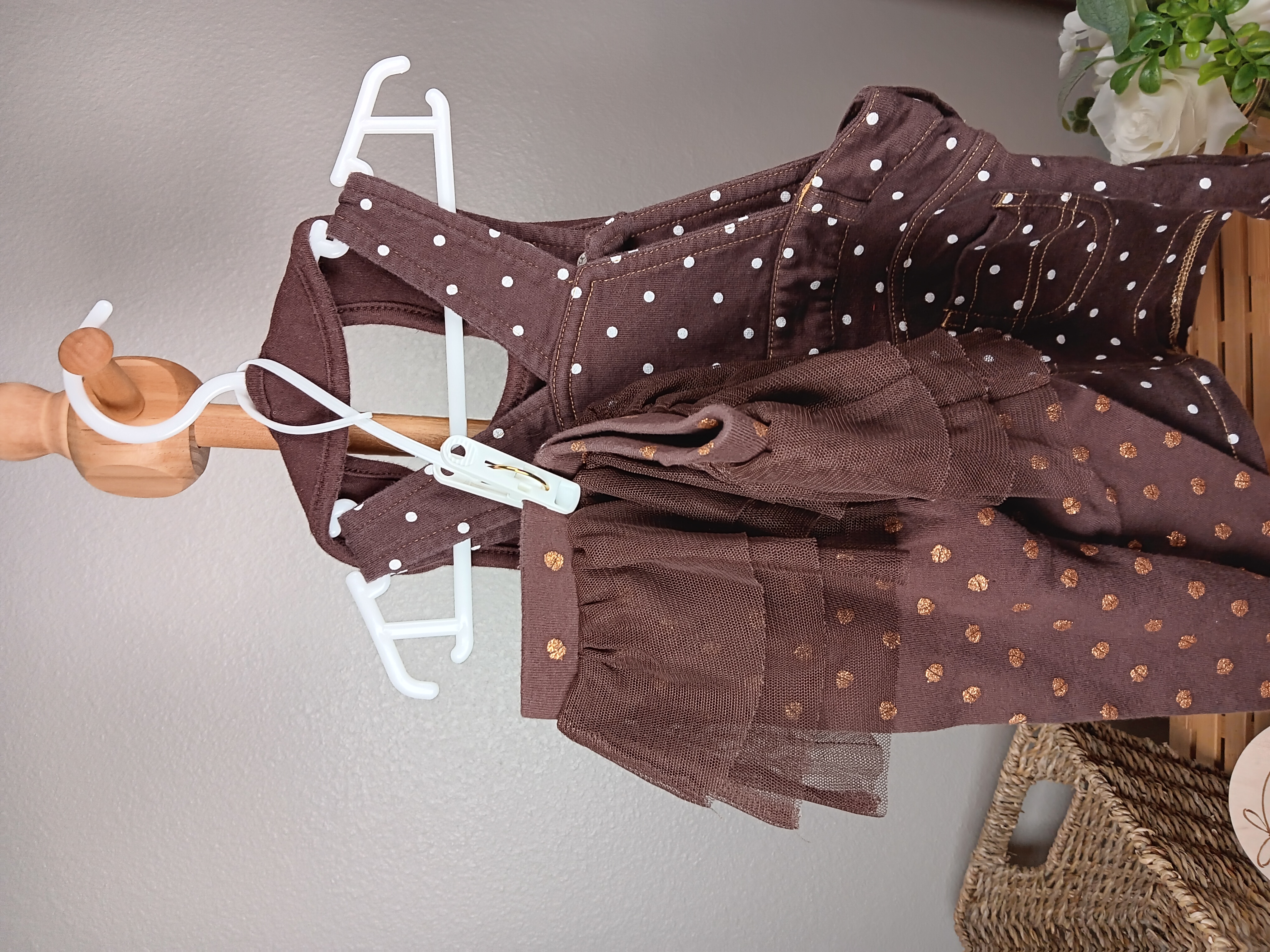 3 piece Baby's First Thanksgiving Outfit Cute polka dot romper dress for baby's special day Carters brand size 6 months
