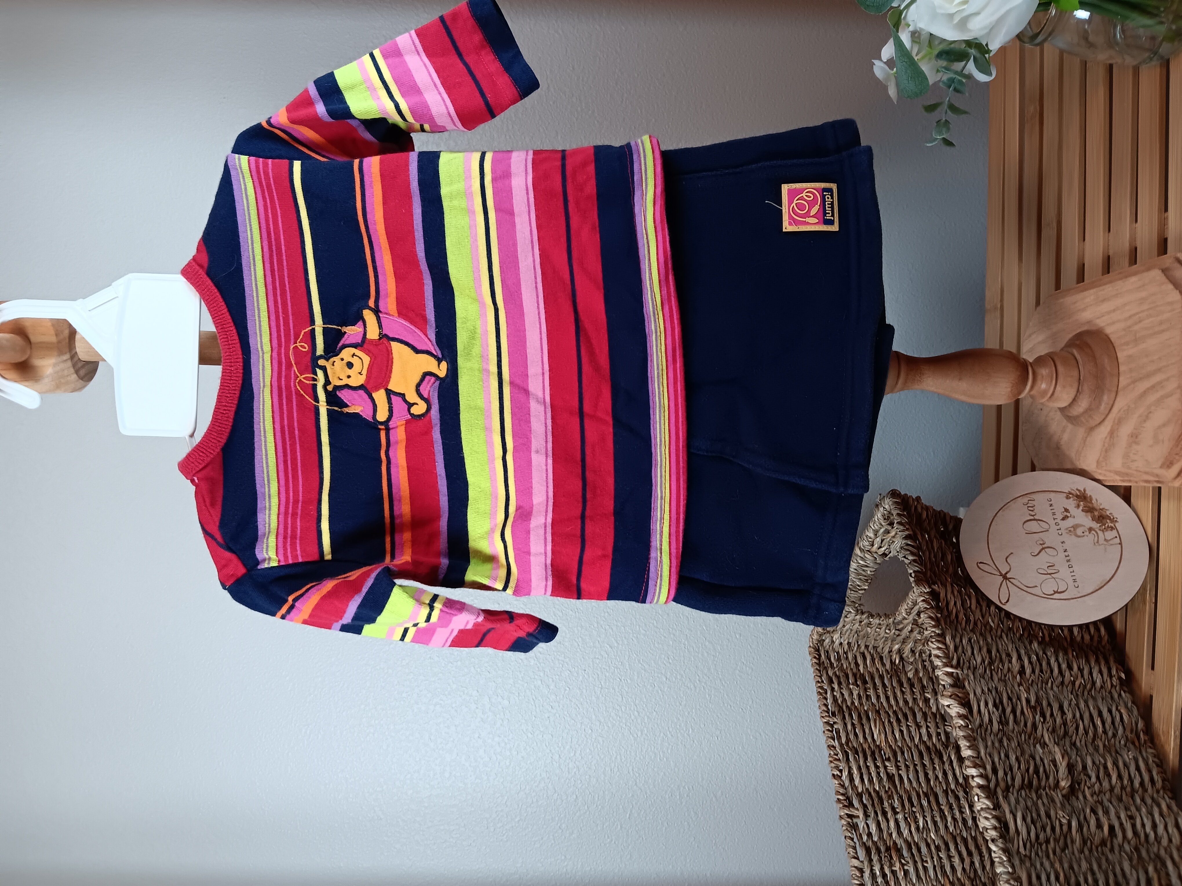 Disney Store Winnie the Pooh Striped baby girls Outfit size 6 to 9 months 
