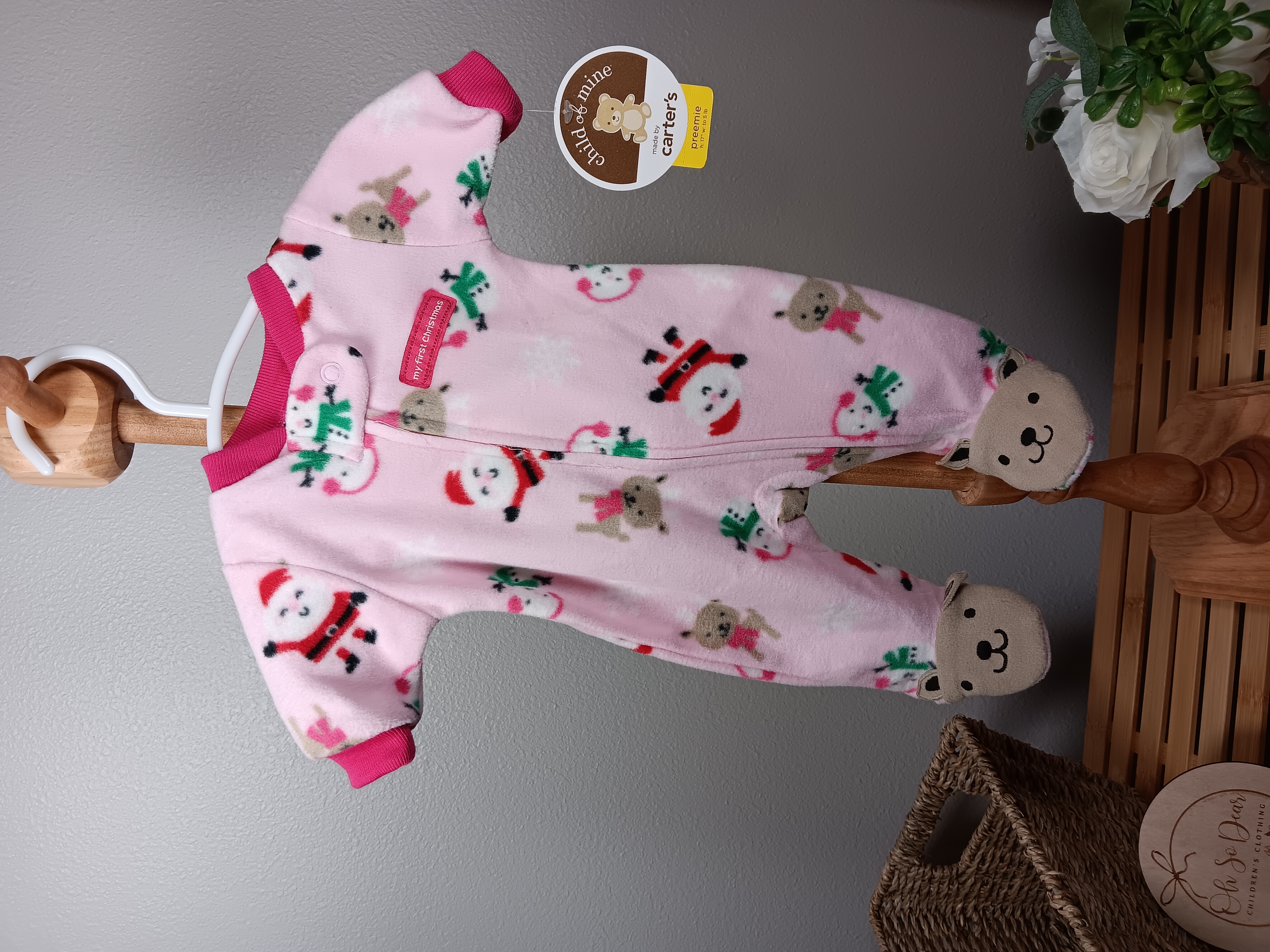Baby Fleece Christmas Sleepsuit Adorable holiday-themed pajama with deer footies by Carters NWT Size Preemie