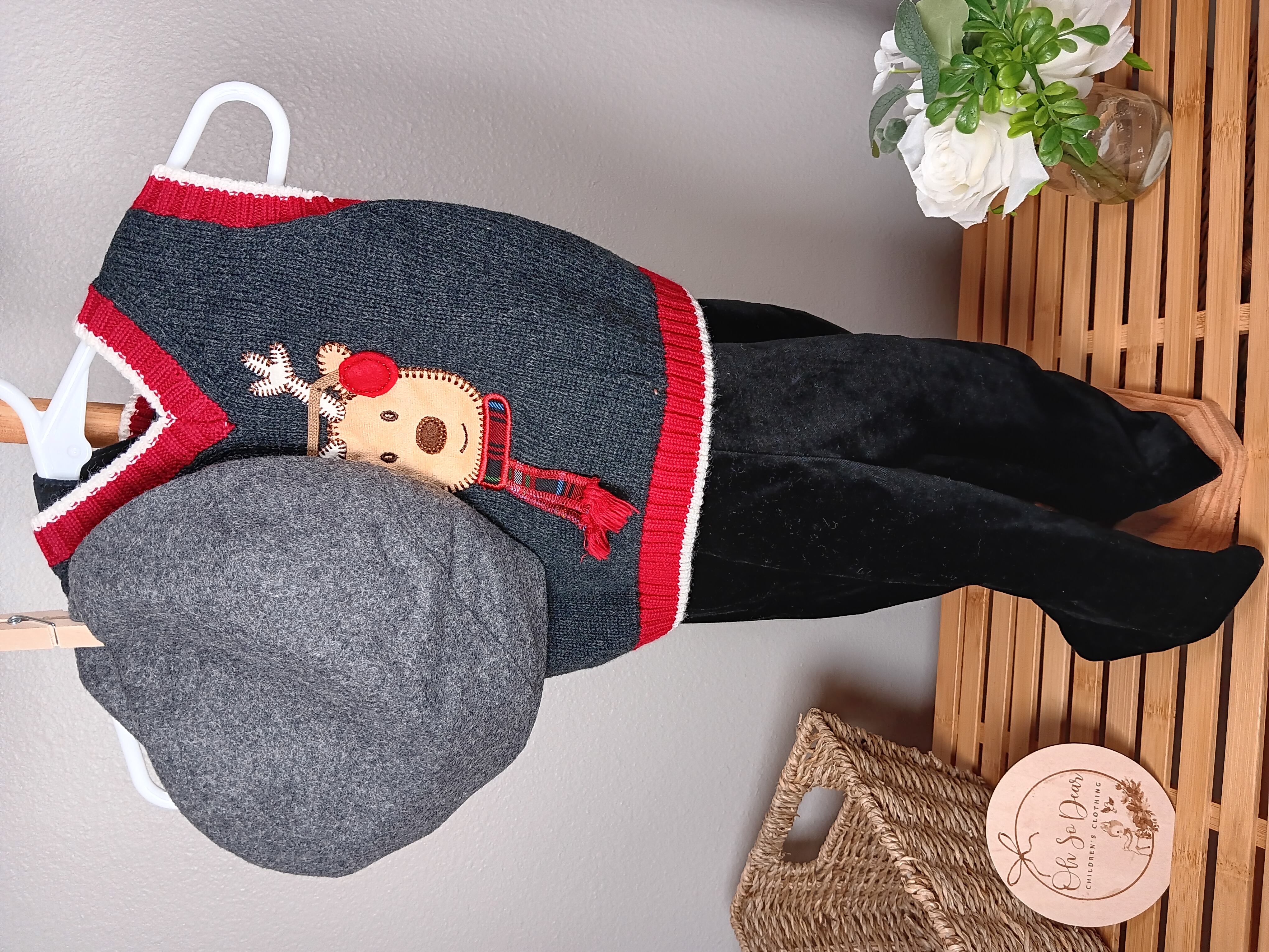 Baby Reindeer Sweater Vest Outfit Festive children's clothing set with playful design size 3 to 6 months from Children's Place