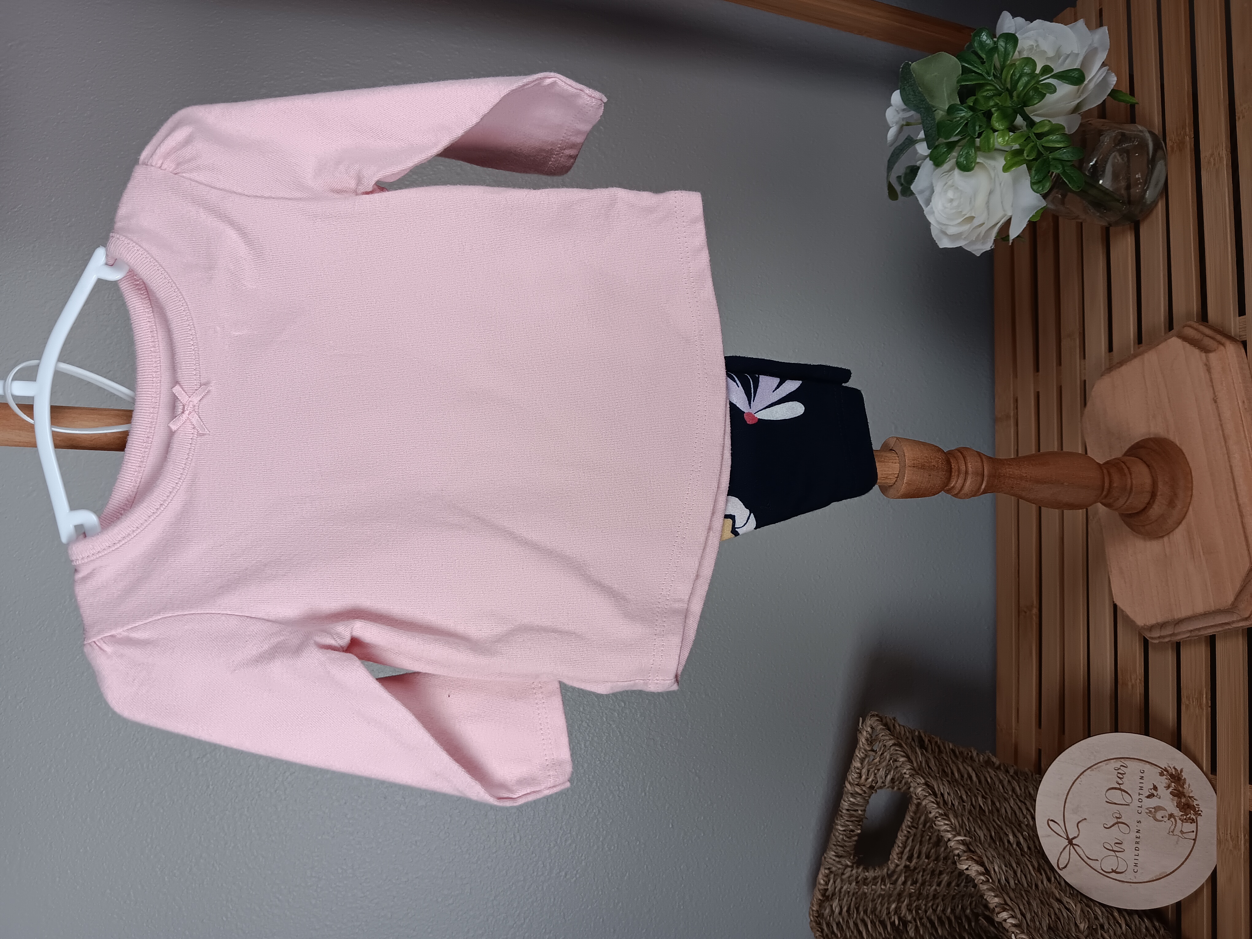 Light Pink Long Sleeve Baby Shirt by Garanimals and matching pants from Carters size 0 to 3 months VGUC