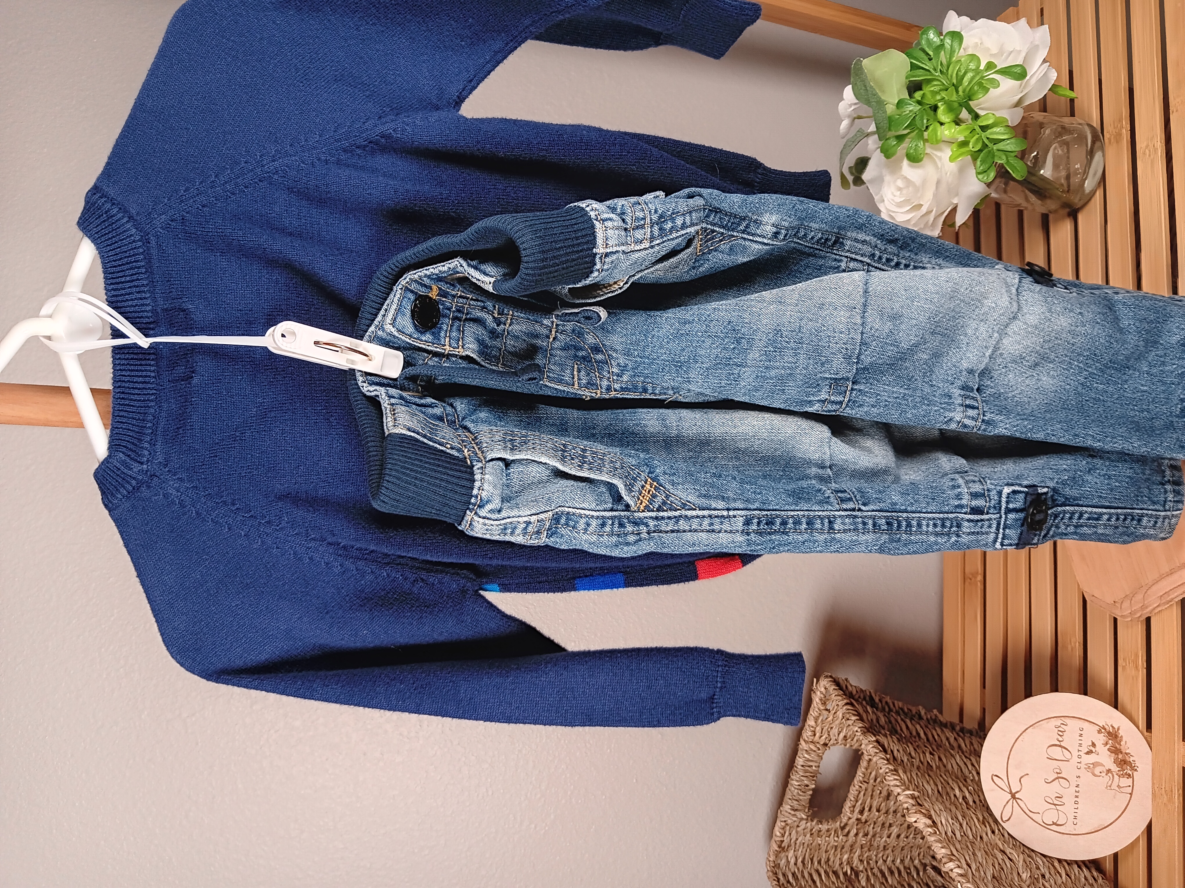 Children's Striped Sweater, Cozy and colorful knitwear for kids with Jeans size 18 months Circo and Genuine Kids