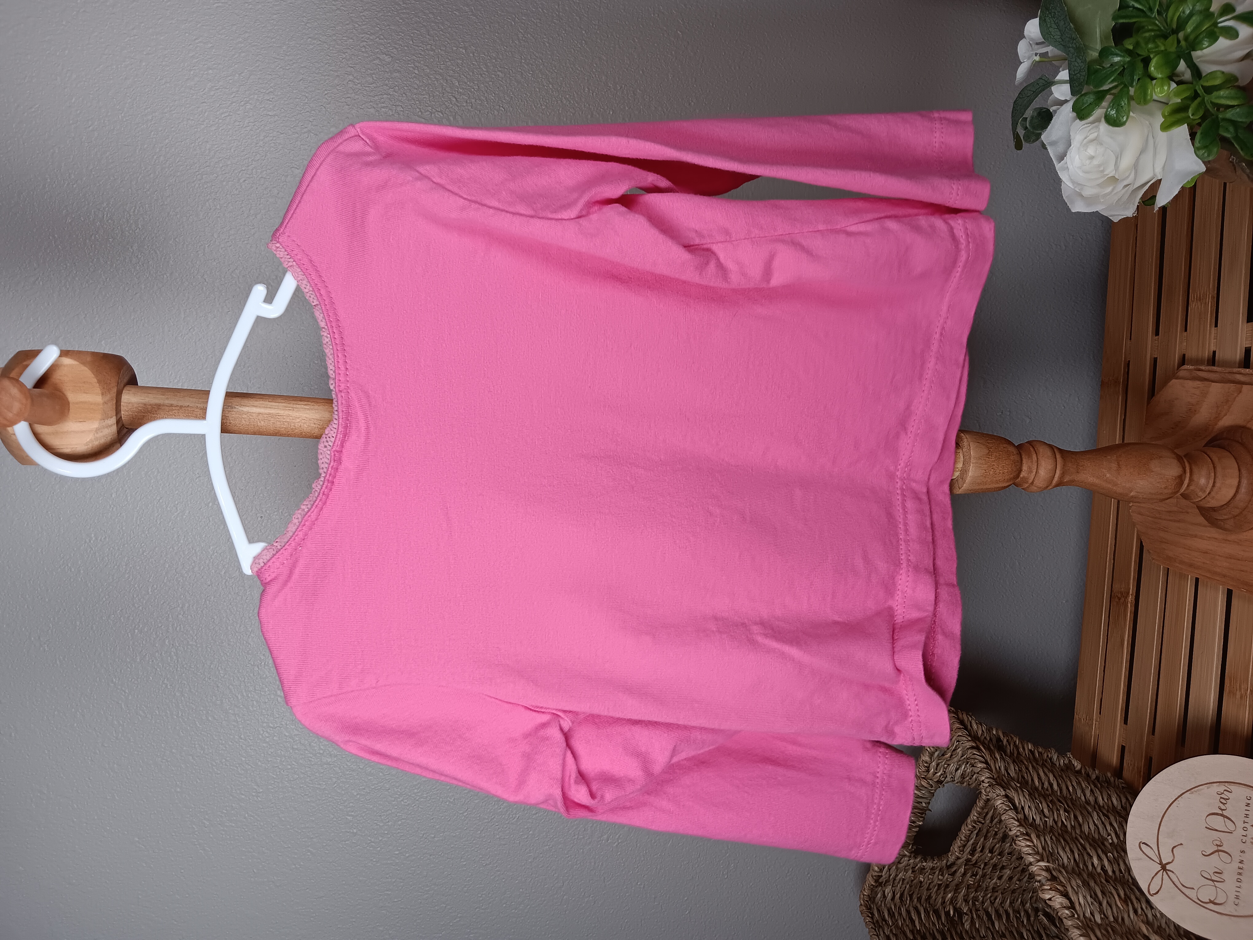 Girls' Pink Long Sleeve T-shirt for Christmas size 24 Months Candy Cane themed top for kids