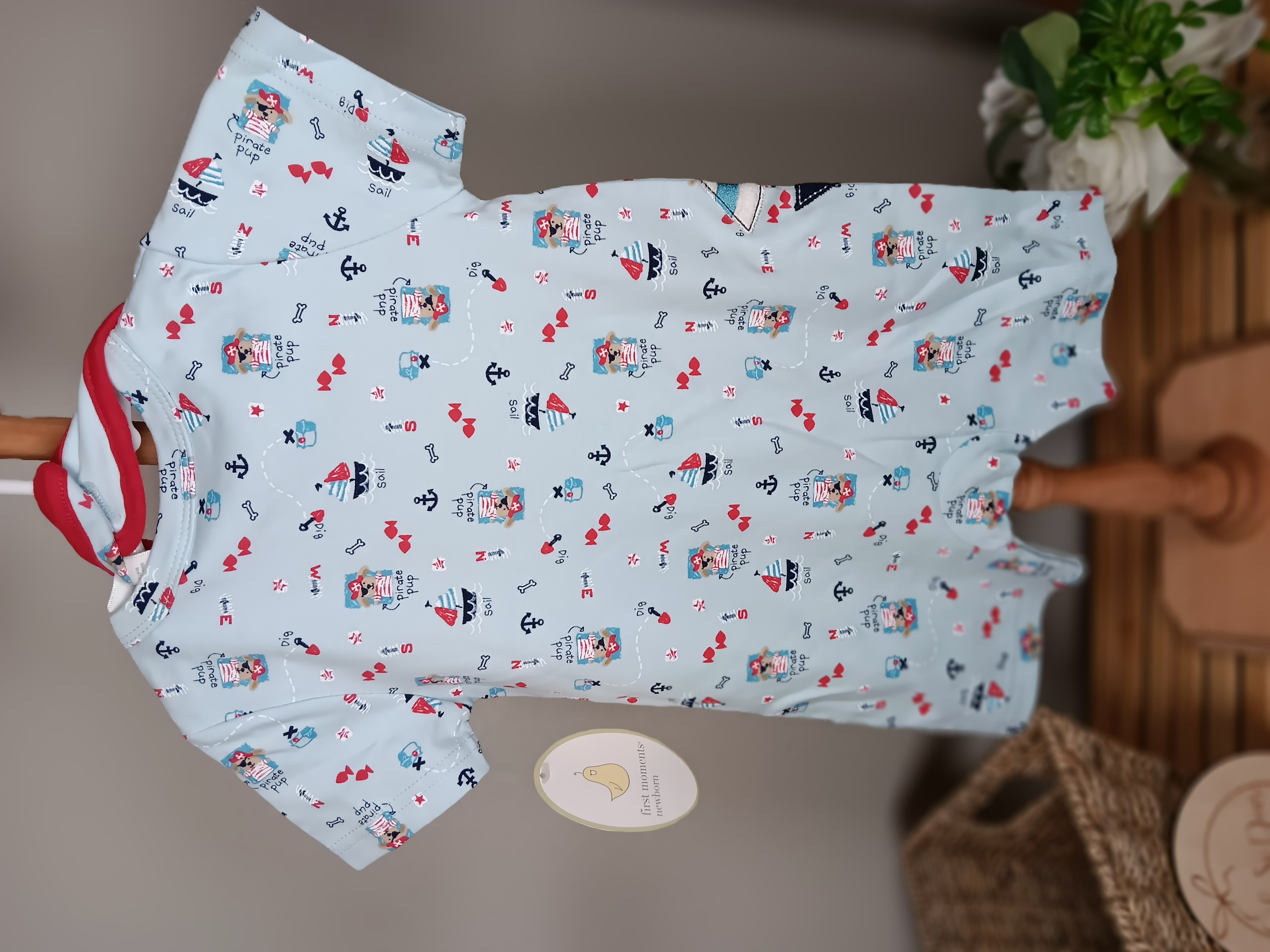 First moments brand Baby Pirate Onesie Set Adorable nautical outfit with bib for infants 3 to 6 months Have 2 perfect for twins!