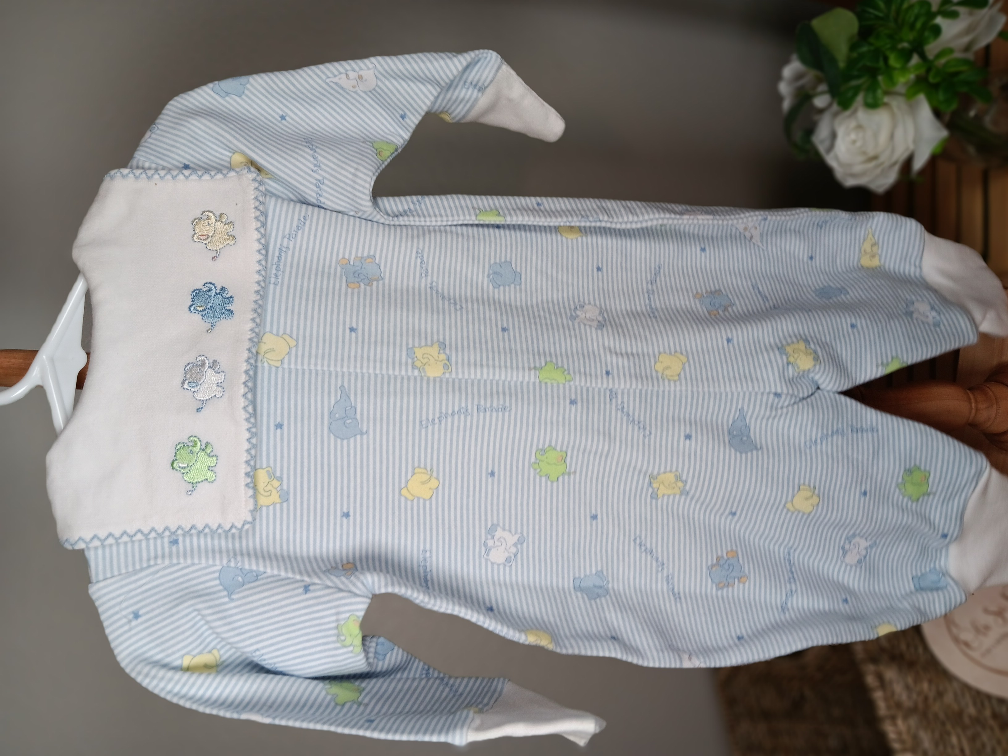 Baby Onesie Romper with Elephant print and sailor collar with embroidery size 6 months by Welcome Baby Y2K NWOT