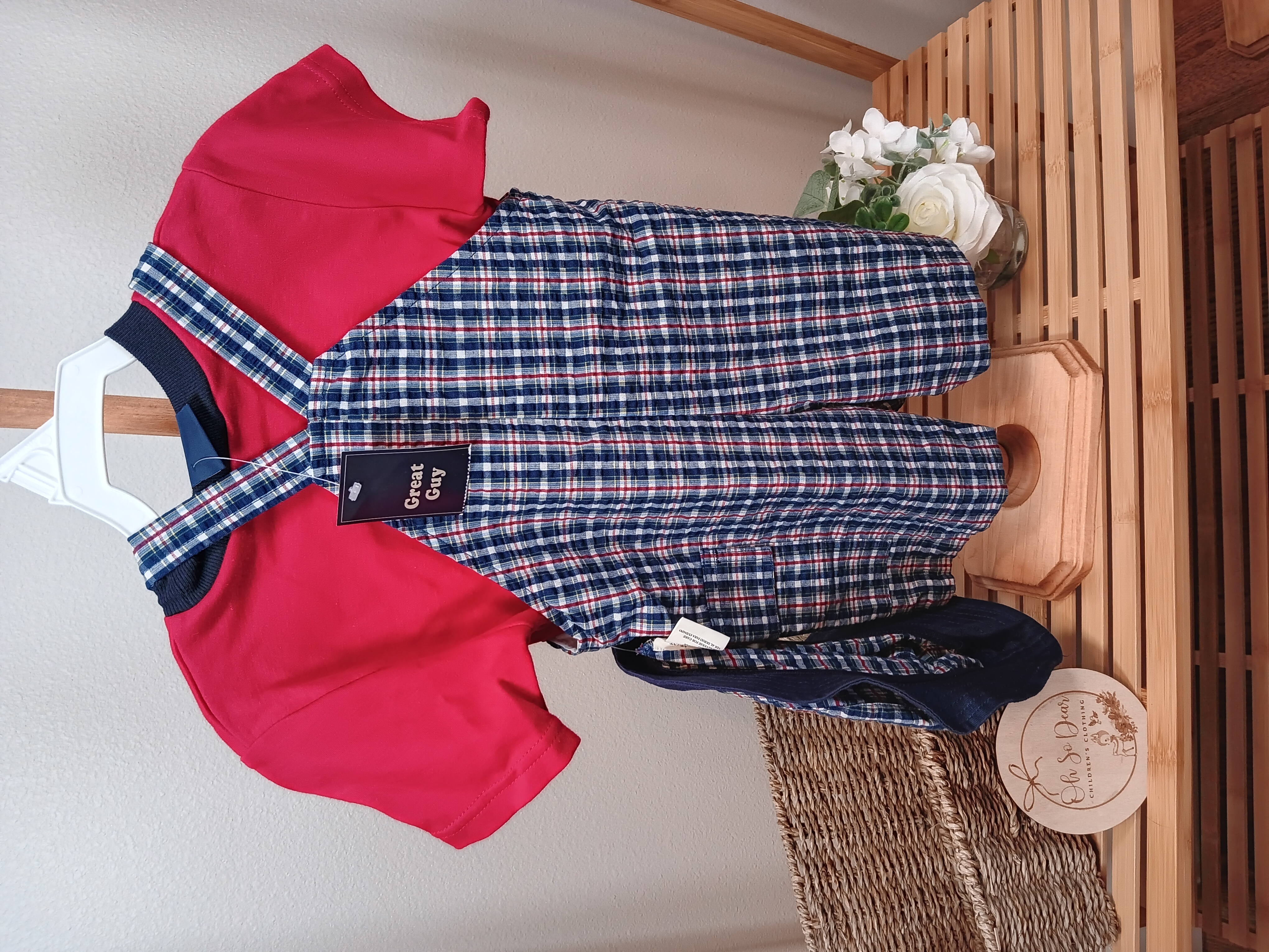 3 piece set short alls, shirt and hat size 2T by Great Guy brand 