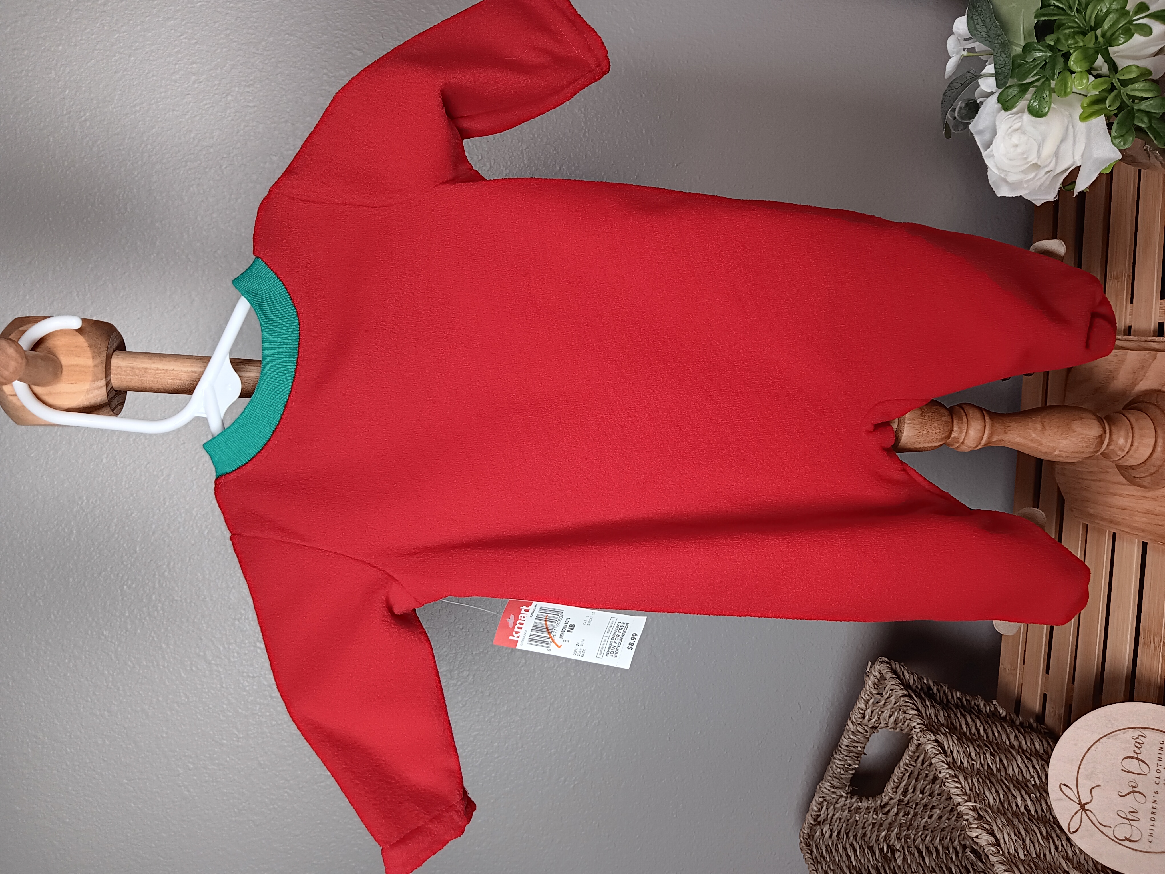 Red Baby Onesie with deer Footies Adorable and comfortable outfit for infants size newborn from Small Wonders NWT