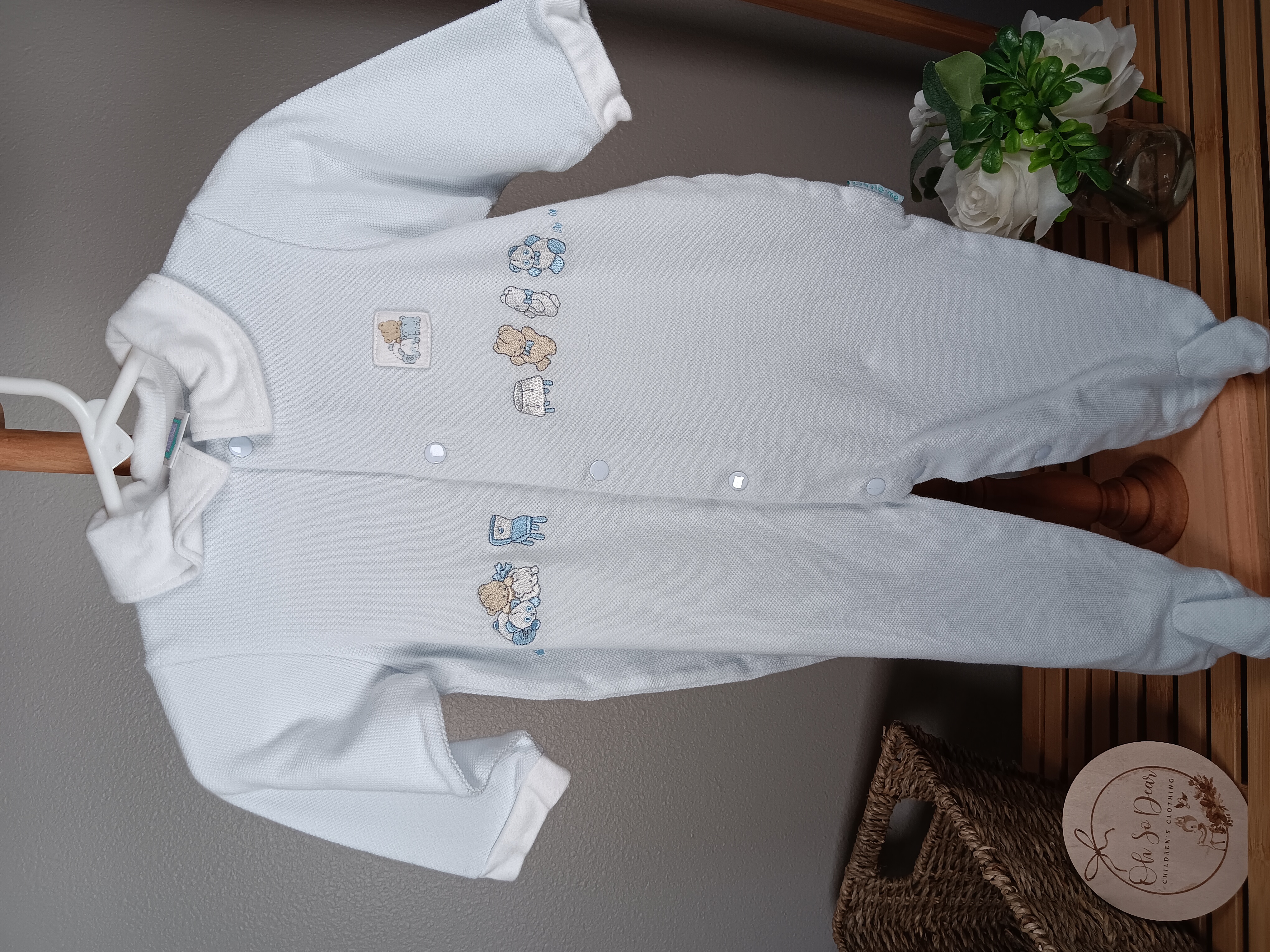 Baby romper with Bear embroidery by Little me size 9 months VGUC Vintage Y2K