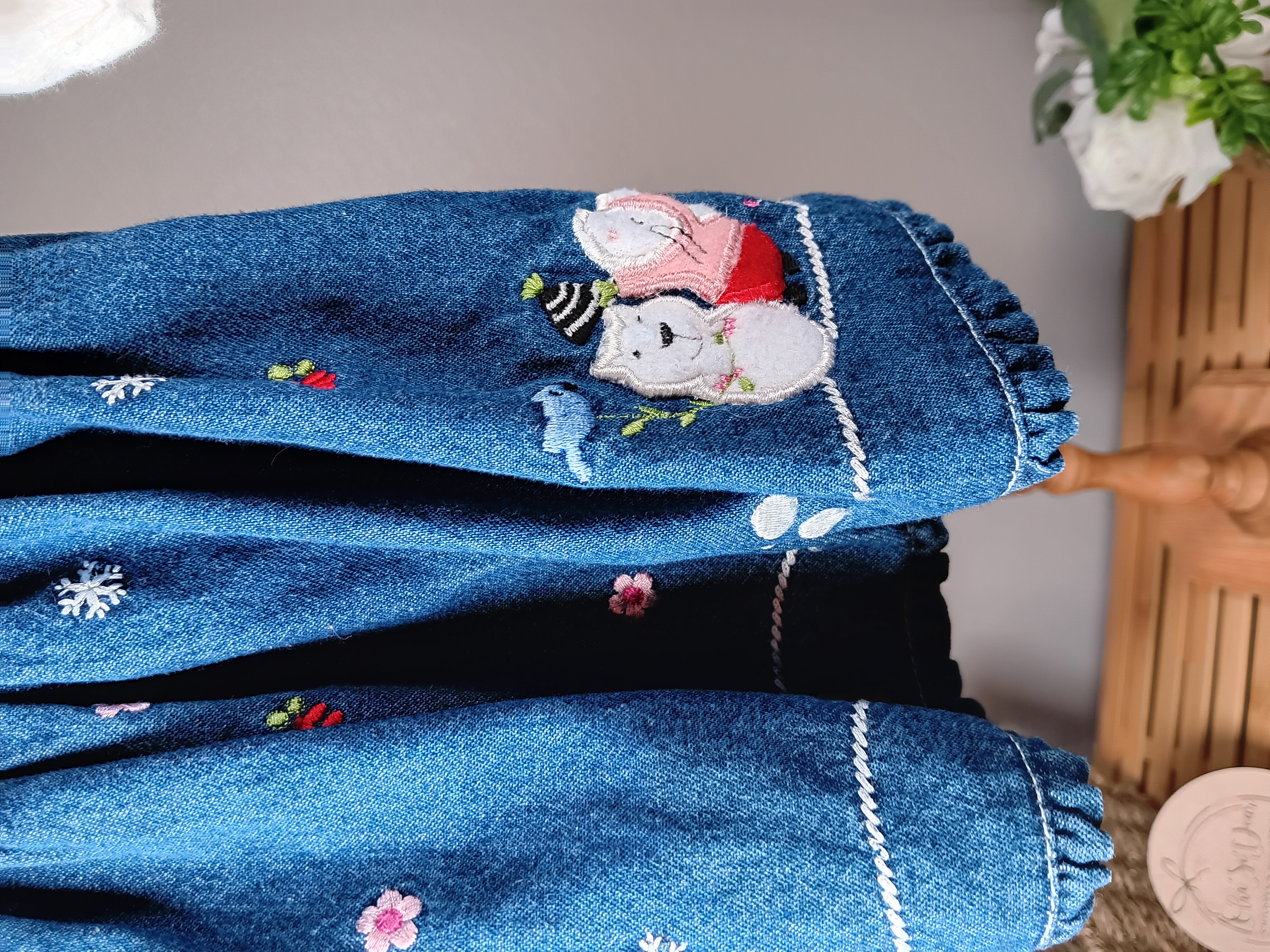 Denim Embroidered Baby Dress Set size Newborn from Gap and Old Navy in Excellent used Condition