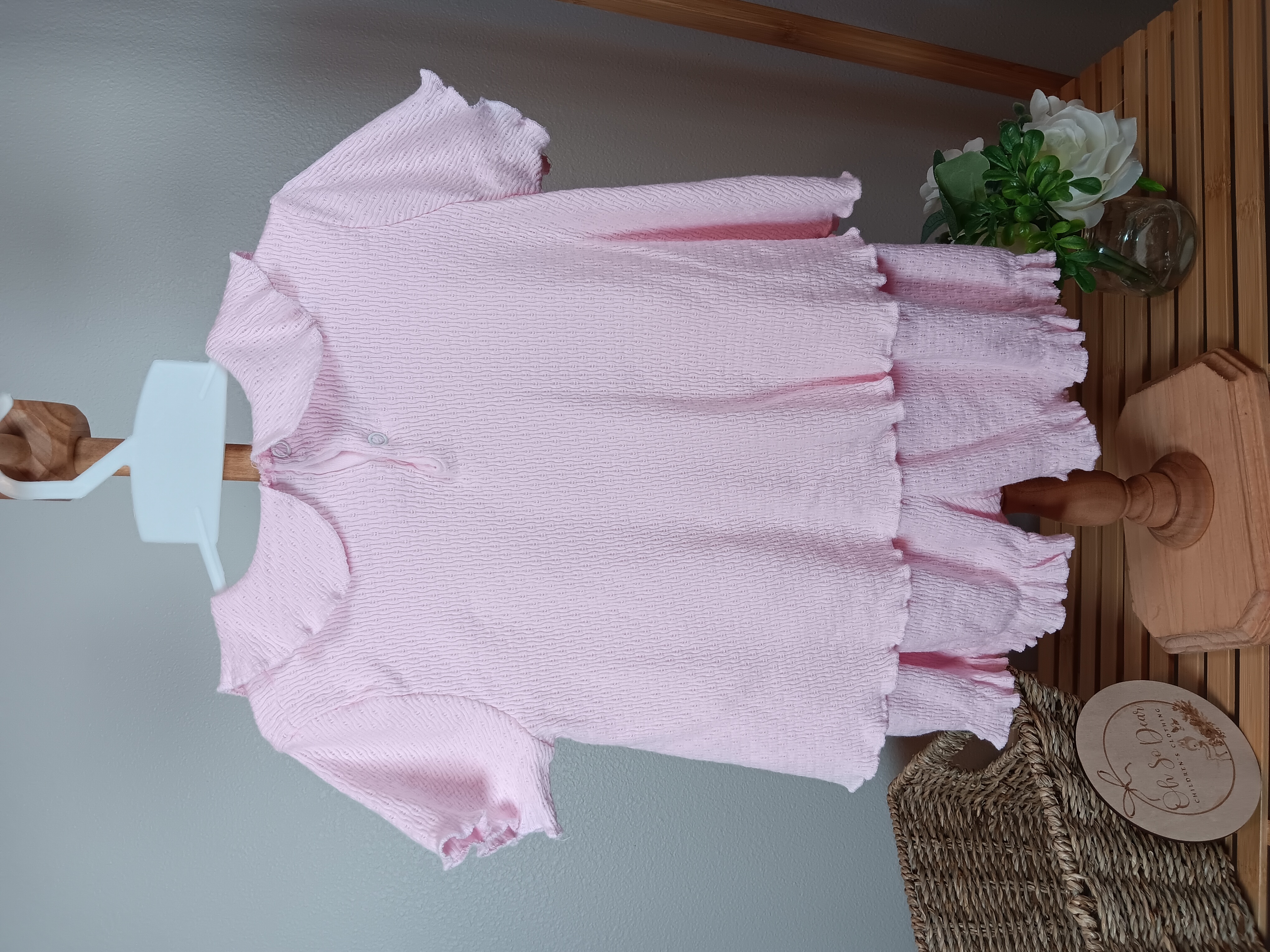Adorable cotton set for infants with floral details Baby Pink Outfit Buster Brown brand size 24 months but would fit much larger 