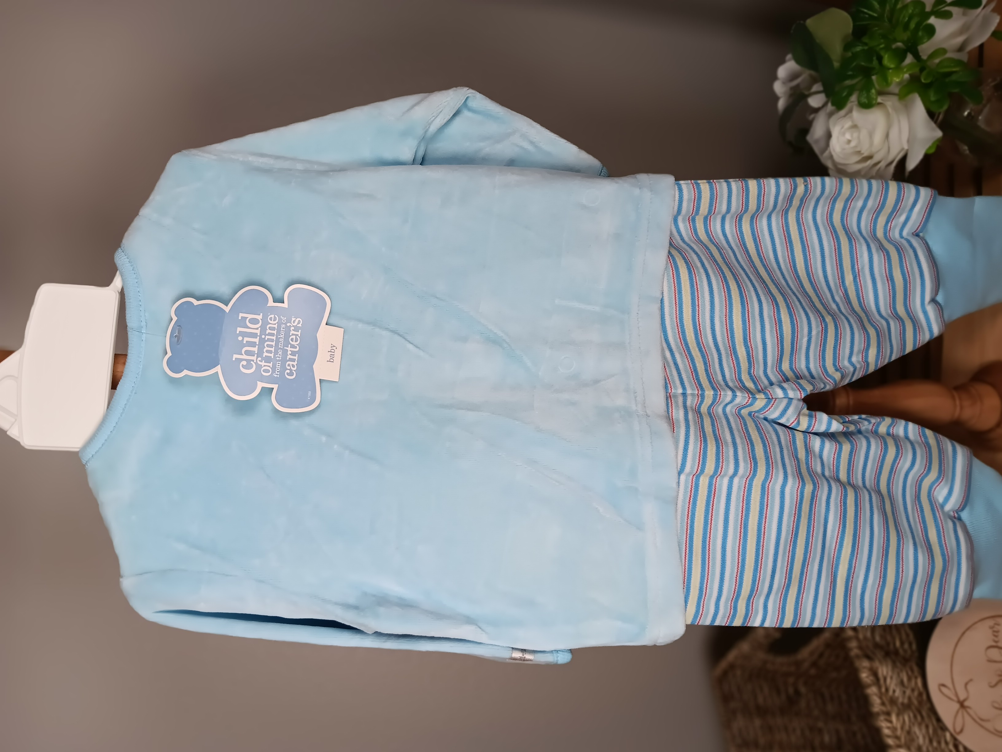 Blue baby Cozy and cute outfit for infants size 6 to 9 months Y2K NWT Child of Mine by Carters brand 