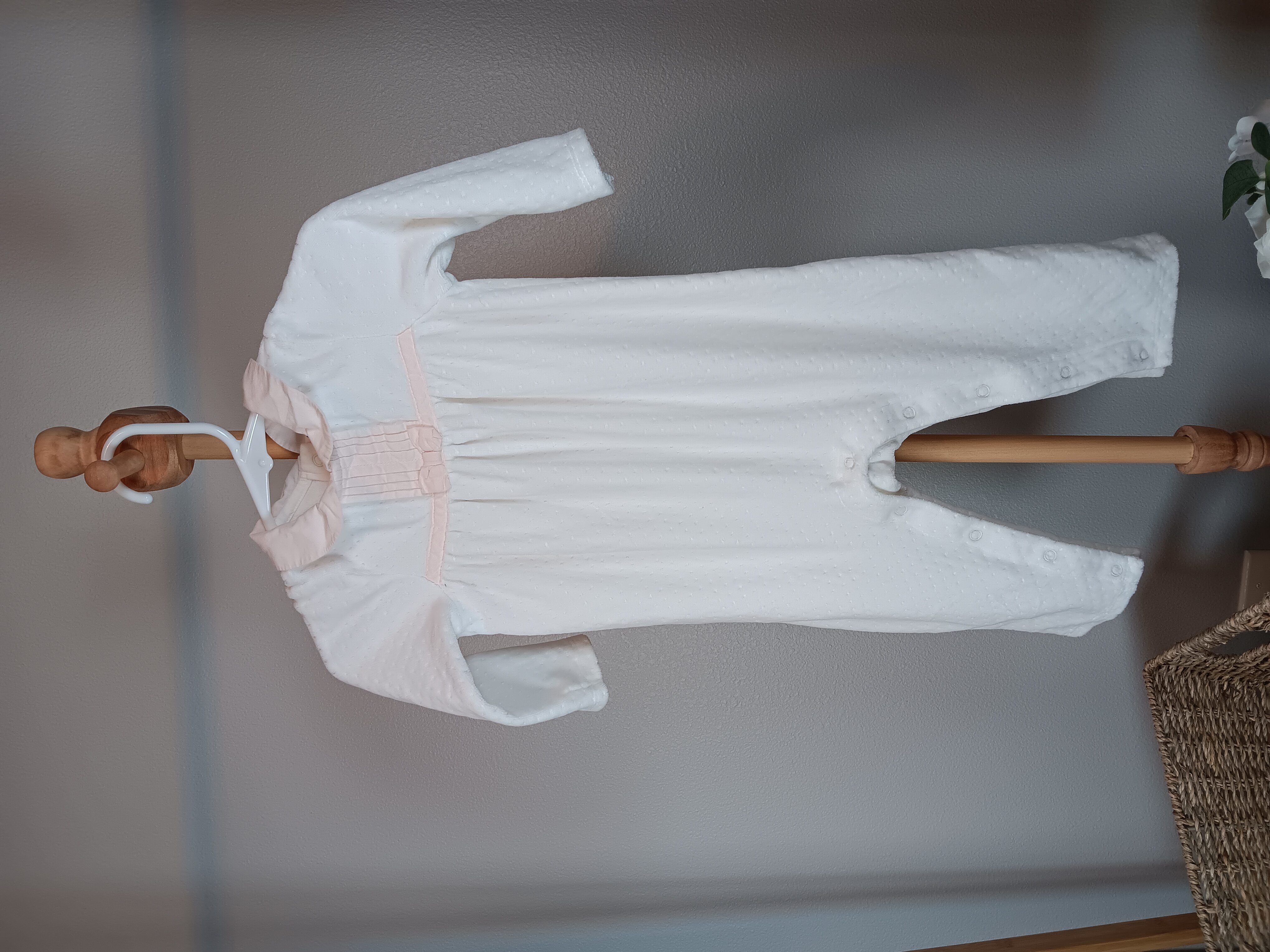 White Baby Romper, Soft and cozy one-piece for infants size 6 to 12 months from Janie and Jack