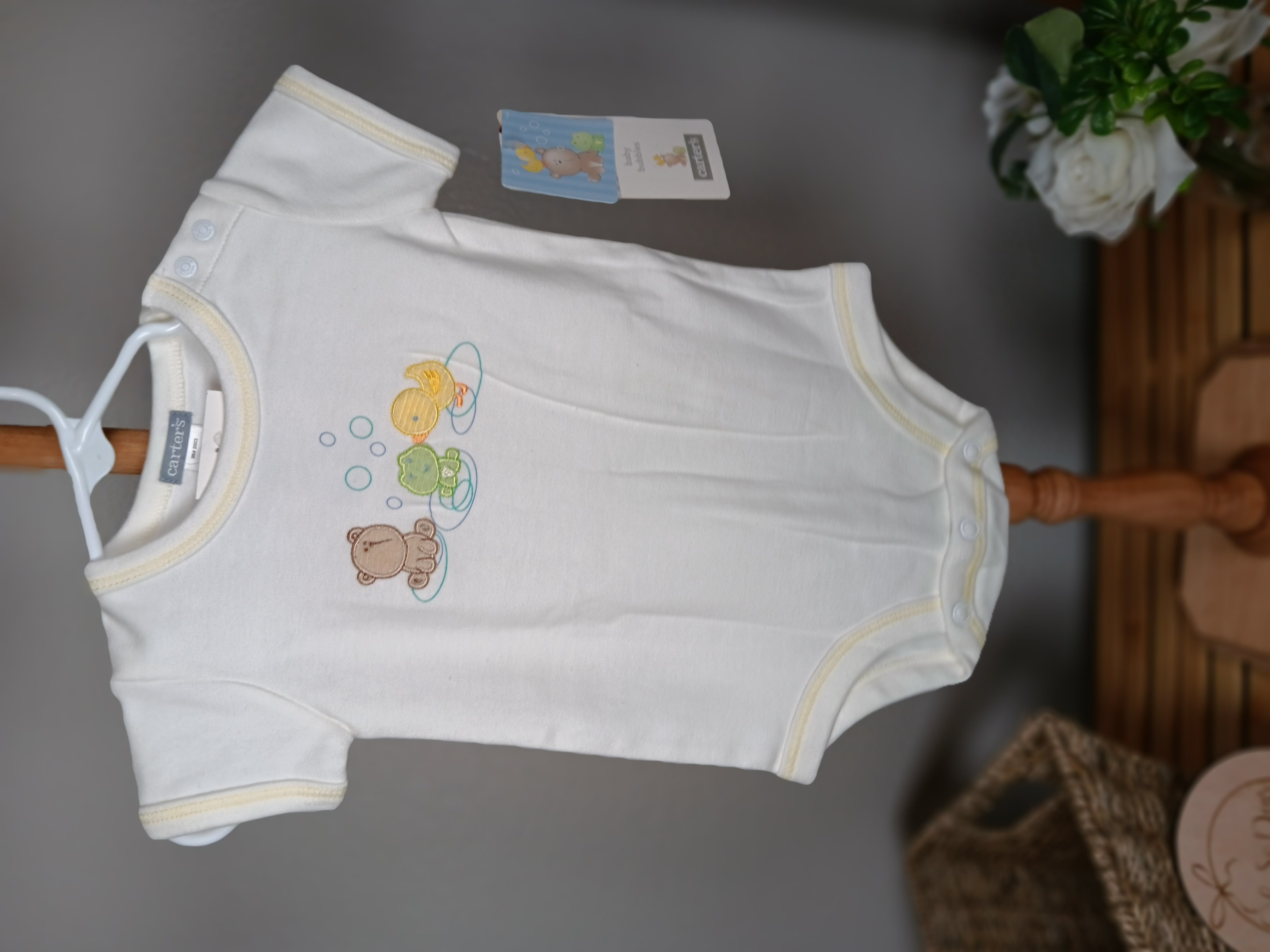 Baby Cotton Bodysuit Adorable animal with bubbles print onesie for infants by Carters 3 months