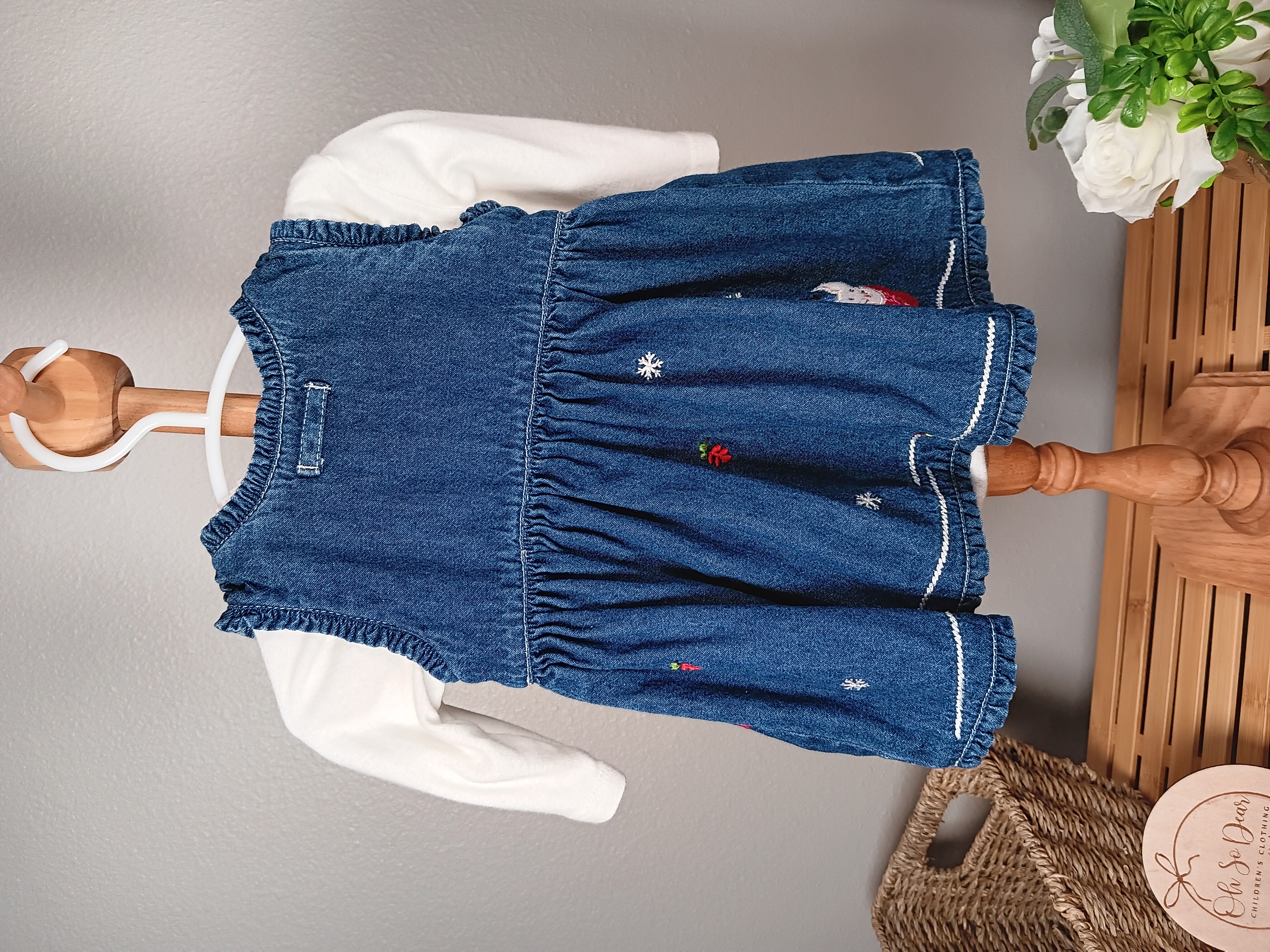 Denim Embroidered Baby Dress Set size Newborn from Gap and Old Navy in Excellent used Condition
