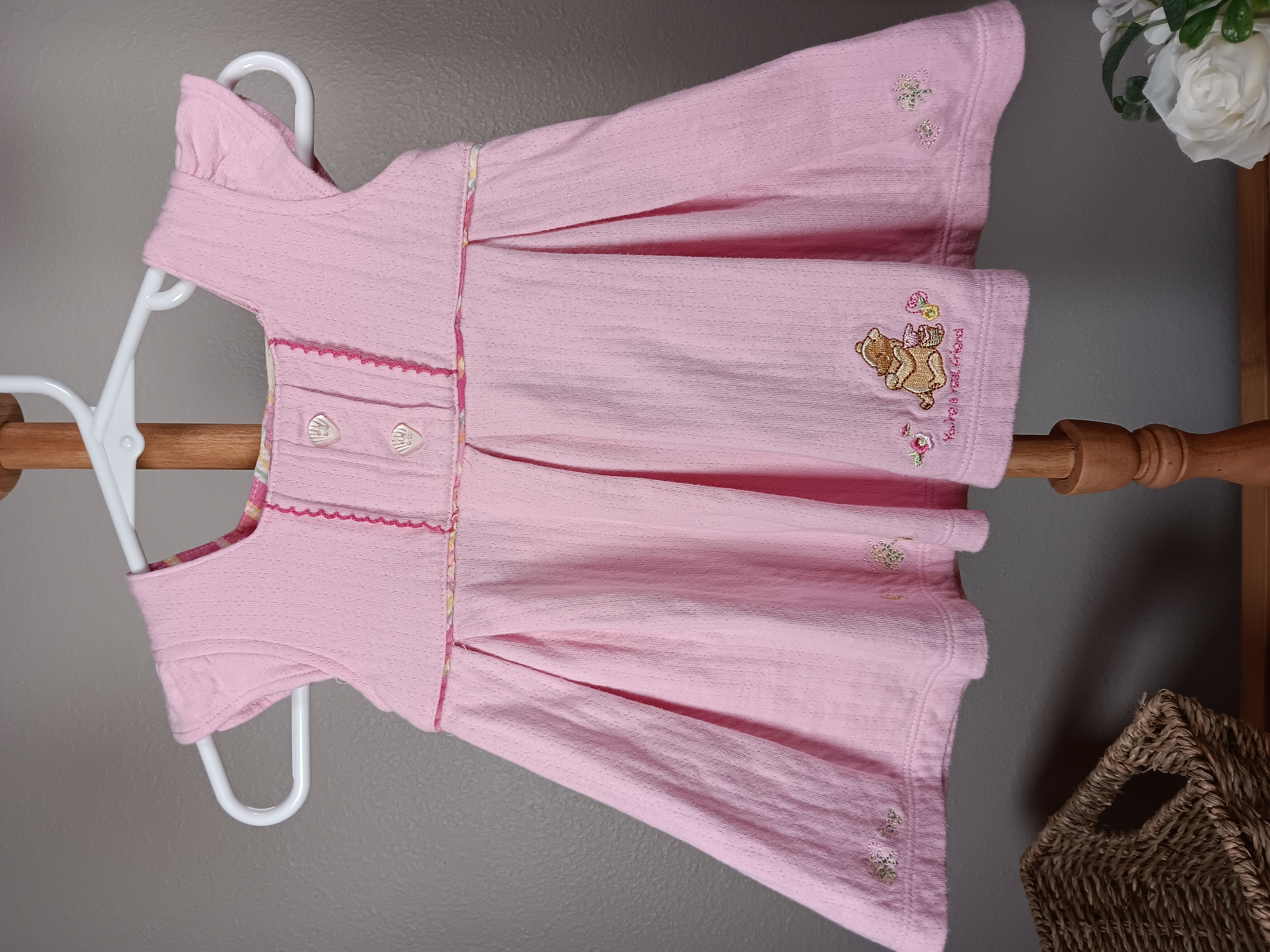 Adorable pink dress with Pooh bear embroidery size 3 months