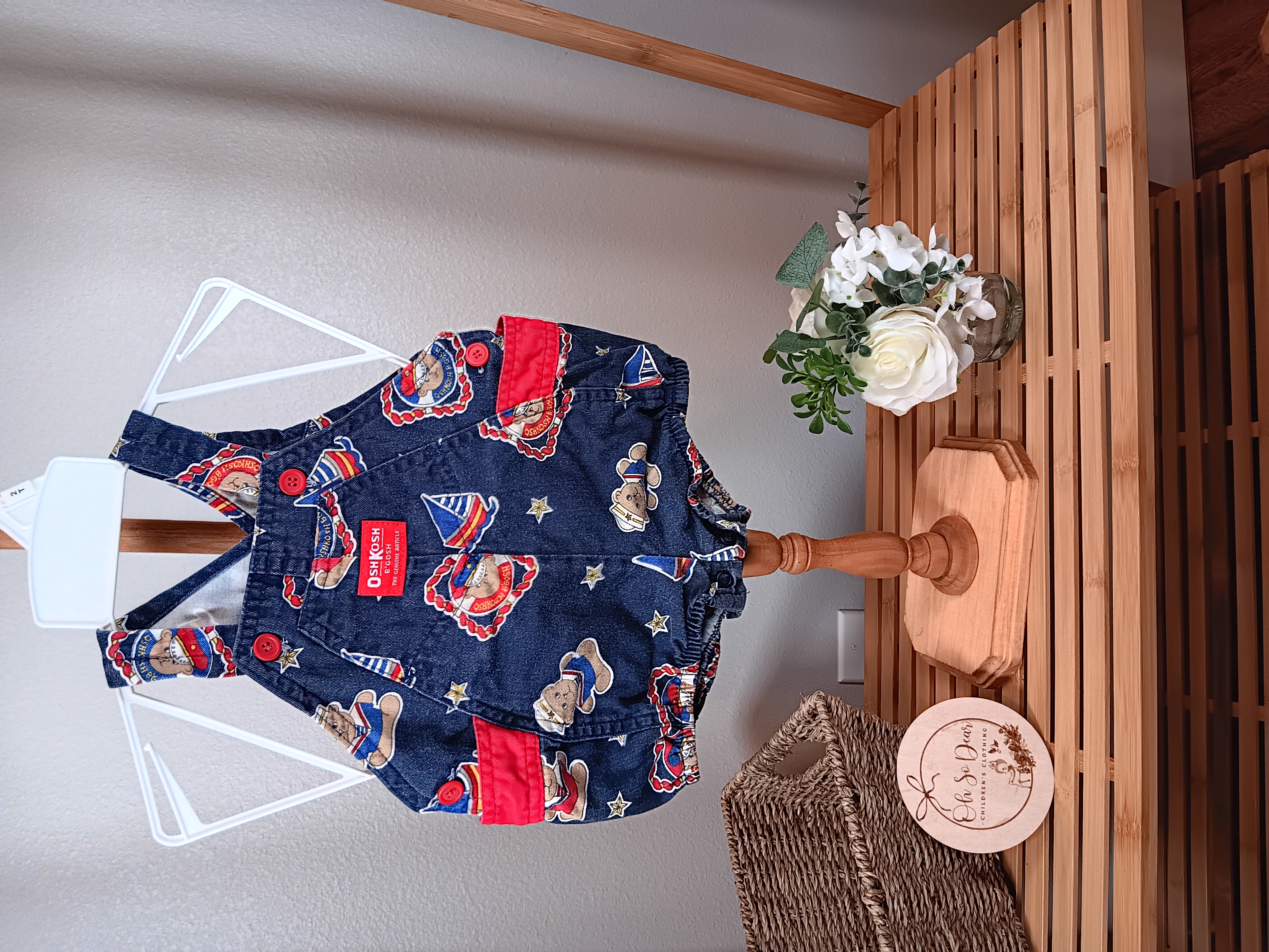 Adorable Oshkosh baby boy overalls bubble size 6 to 9 months with sailor motif!