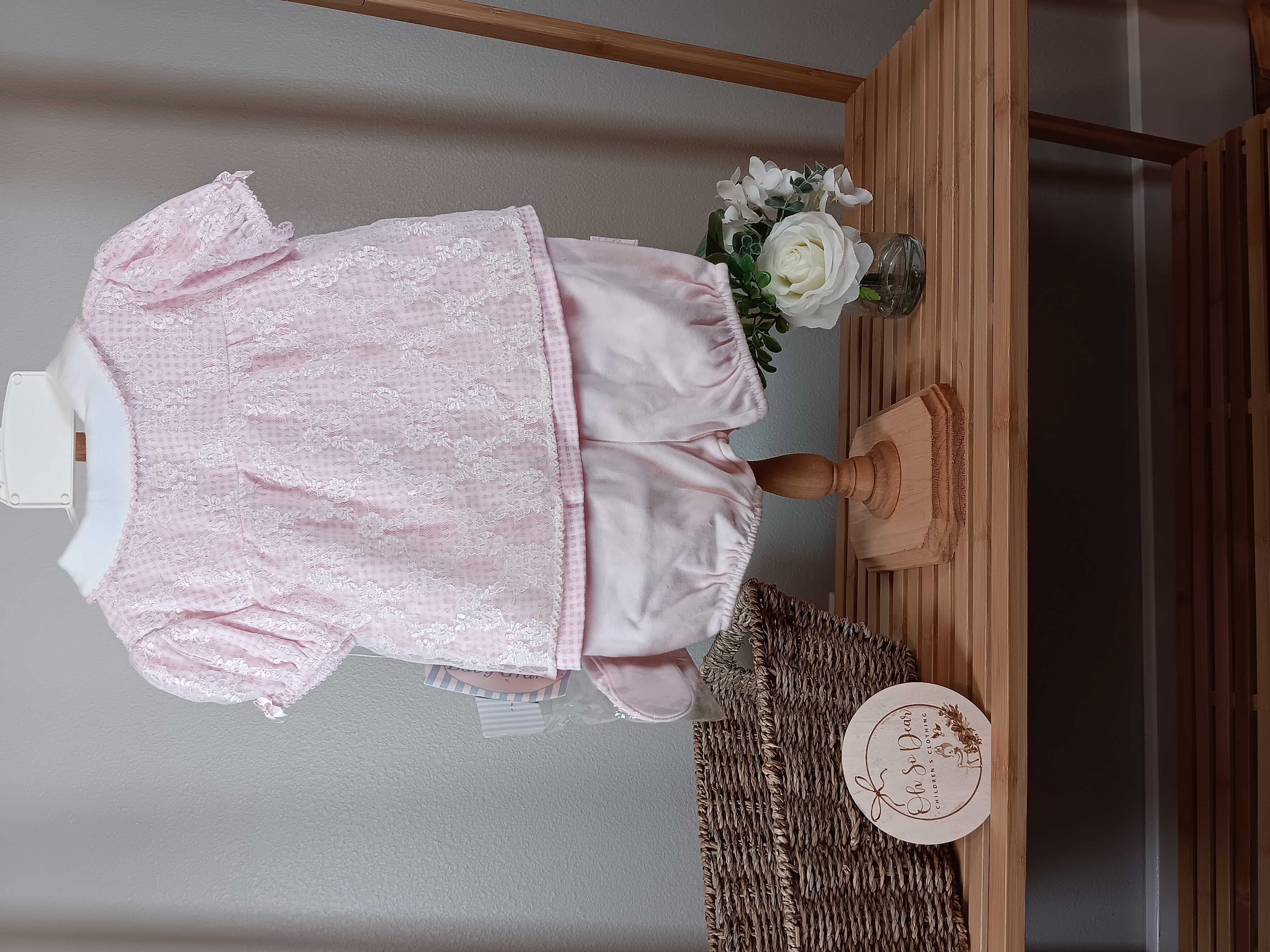 Darling dress by Baby Grand comes with bloomers and bootie shoes size 6 to 9 months NWT