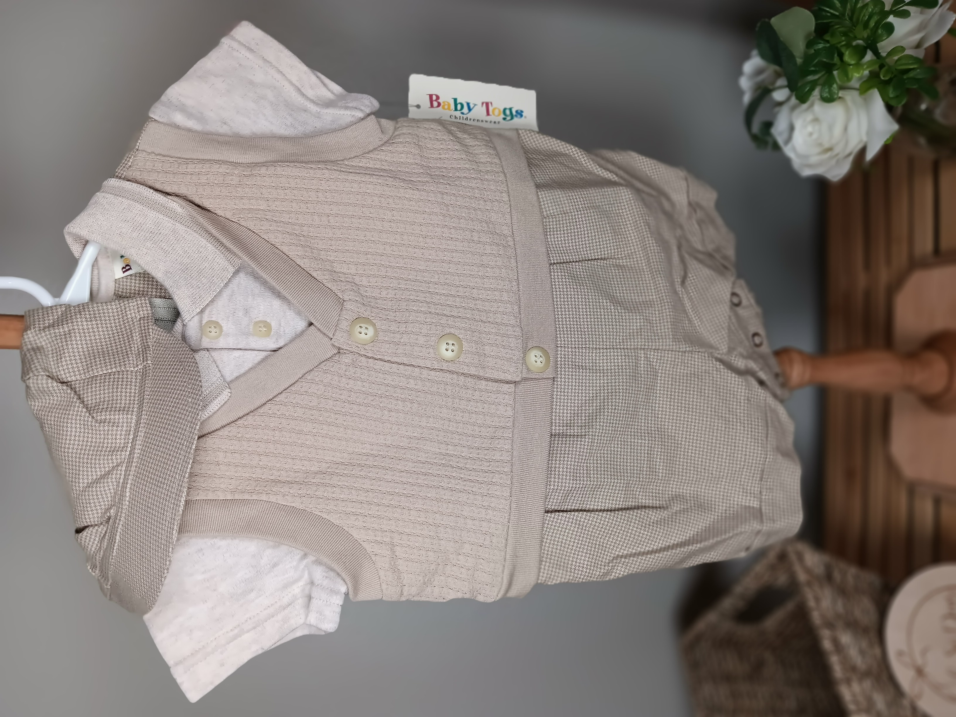 Baby Boy Formal Romper Outfit with Hat baby Togs brand size 6 to 9 months NWT